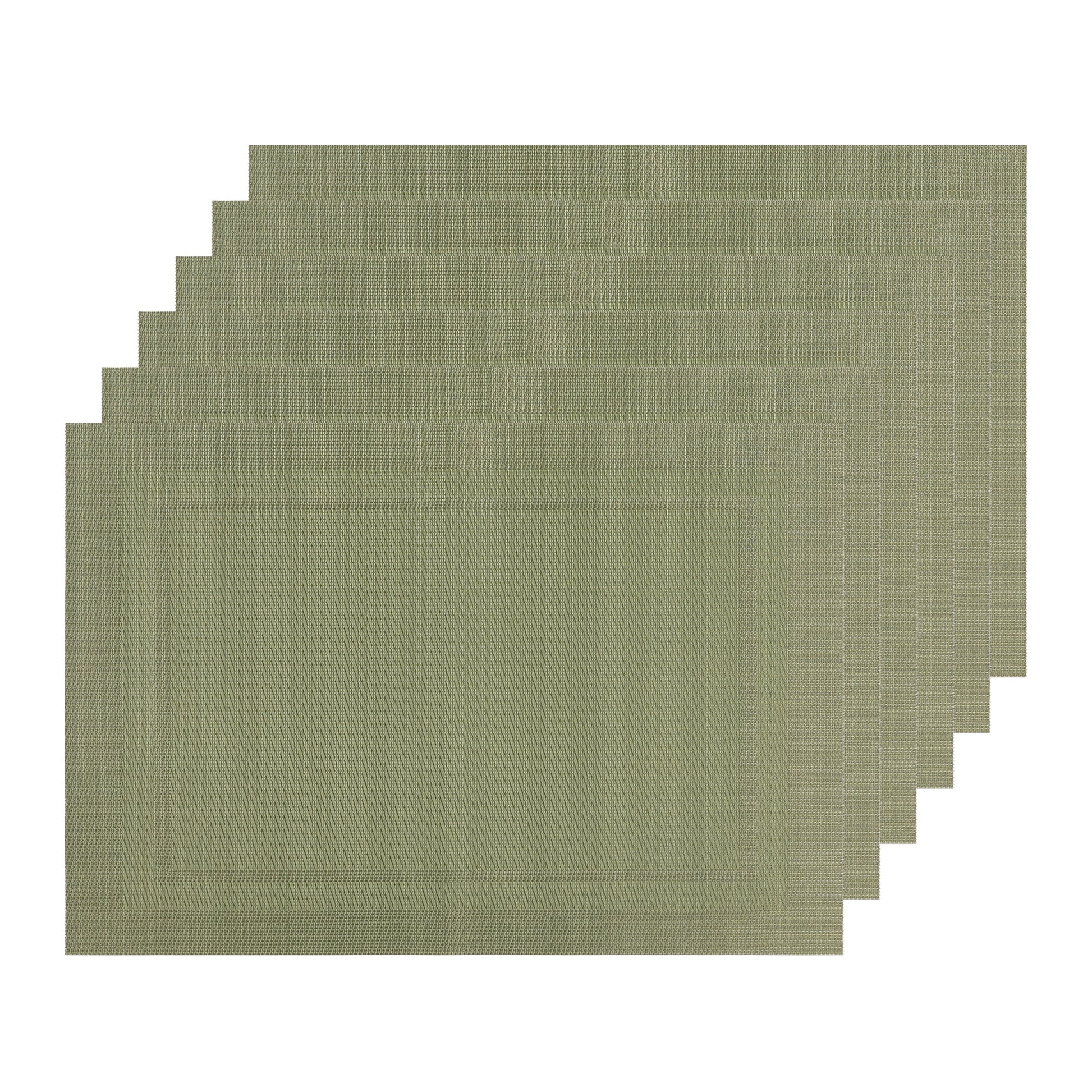 Unique Bargains Set of 6 Heat-resistant Washable Modern Polyvinyl Chloride Placemats Light Green 18x12 Inch