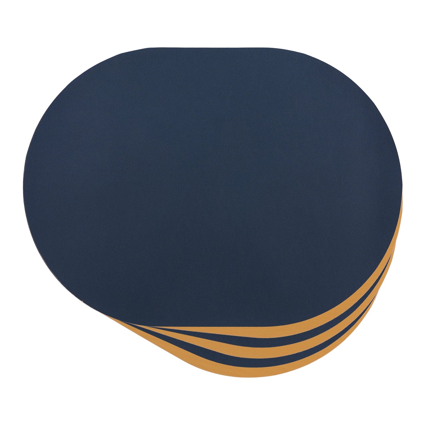 Unique Bargains Set of 6 Leather Table Placemats for Dining Table Decor Navy Blue Yellow