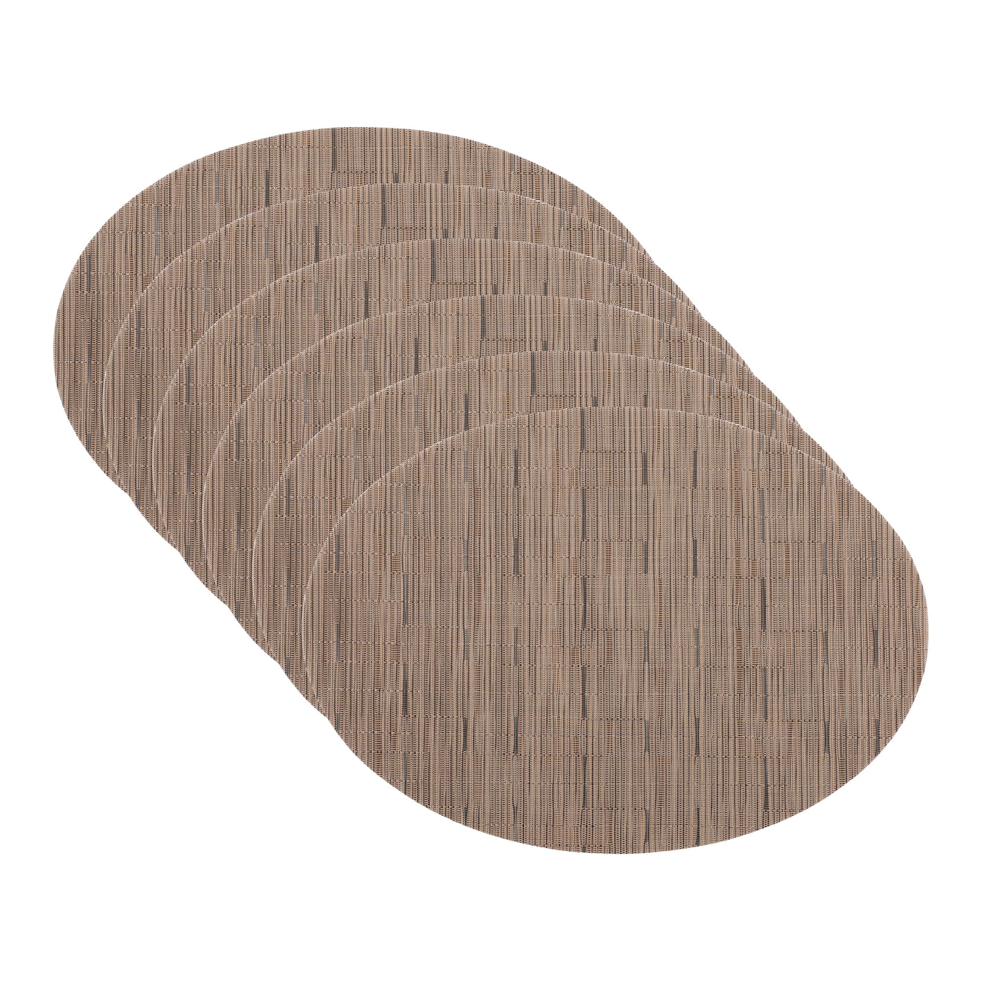 Unique Bargains Set of 6 Oval Placemats for Dining Table Decor Table Placemats Light Brown