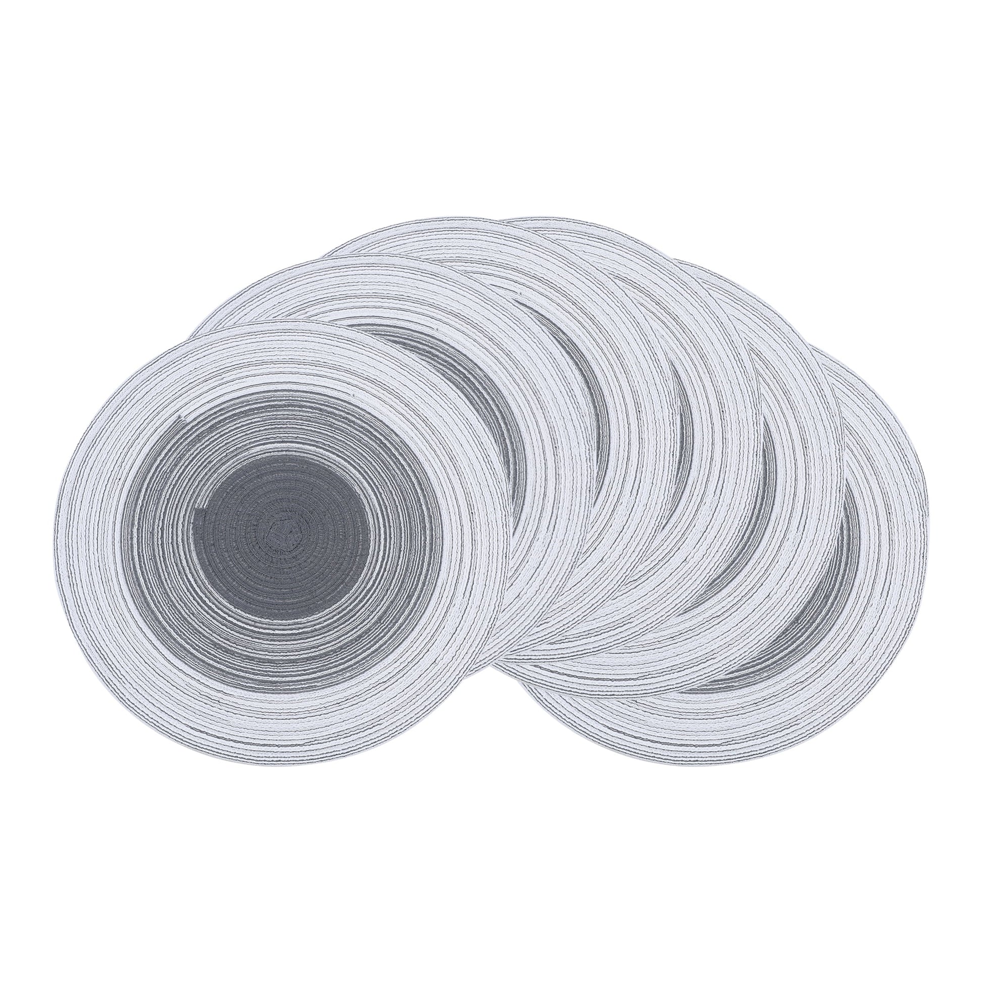 Unique Bargains Set of 6 Rattan Placemats for Dining Table Dark Gray