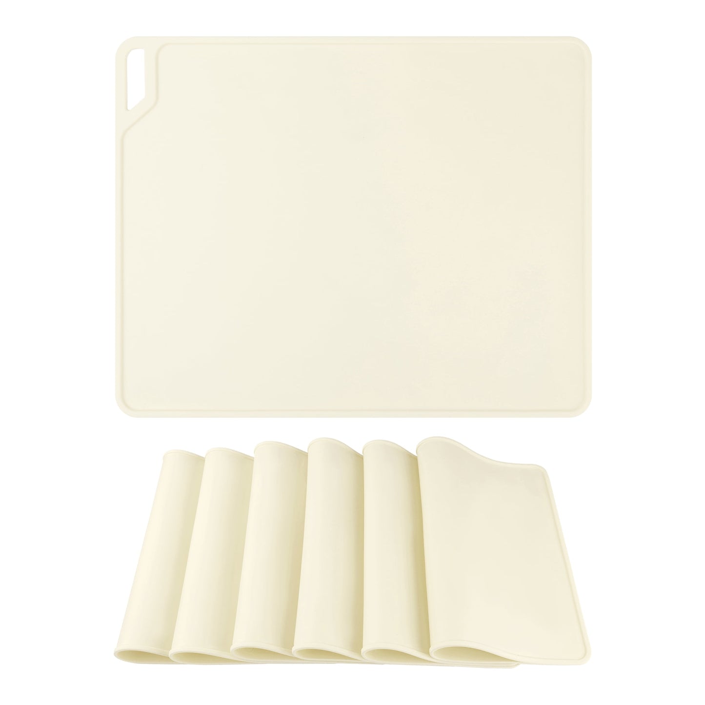 Unique Bargains Set of 6 Silicone Placemats for Kitchen Dining Table Decor Beige