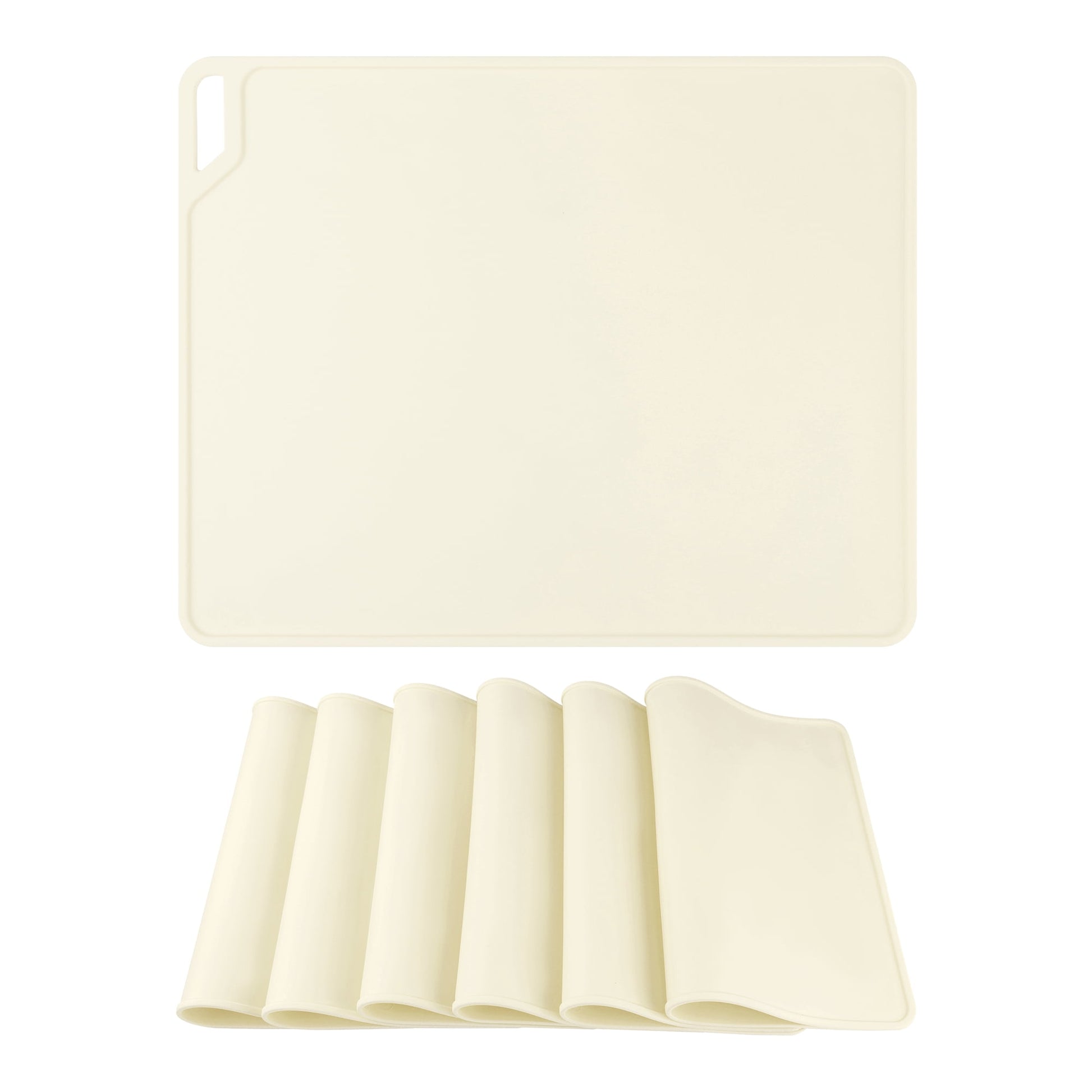 Unique Bargains Set of 6 Silicone Placemats for Kitchen Dining Table Decor Beige