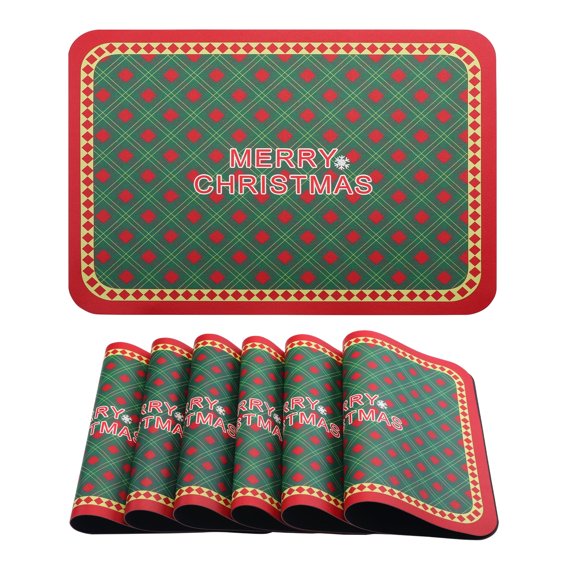 Unique Bargains Set of 6 Washable Leather Placemats Kitchen Table Mat Green