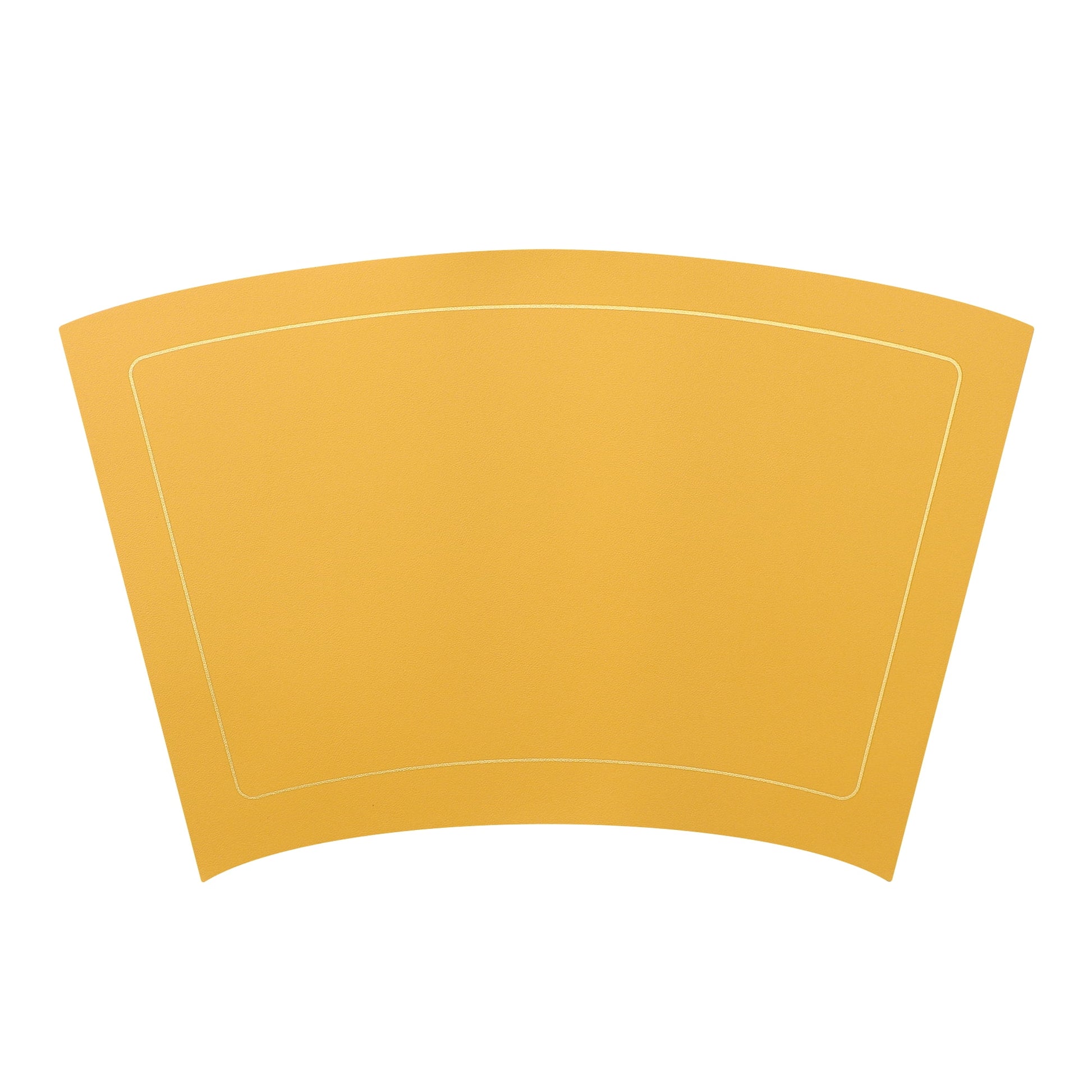 Unique Bargains Set of 6 Wedge Faux Leather Heat Resistant Wipe Clean Round Table Mats Yellow