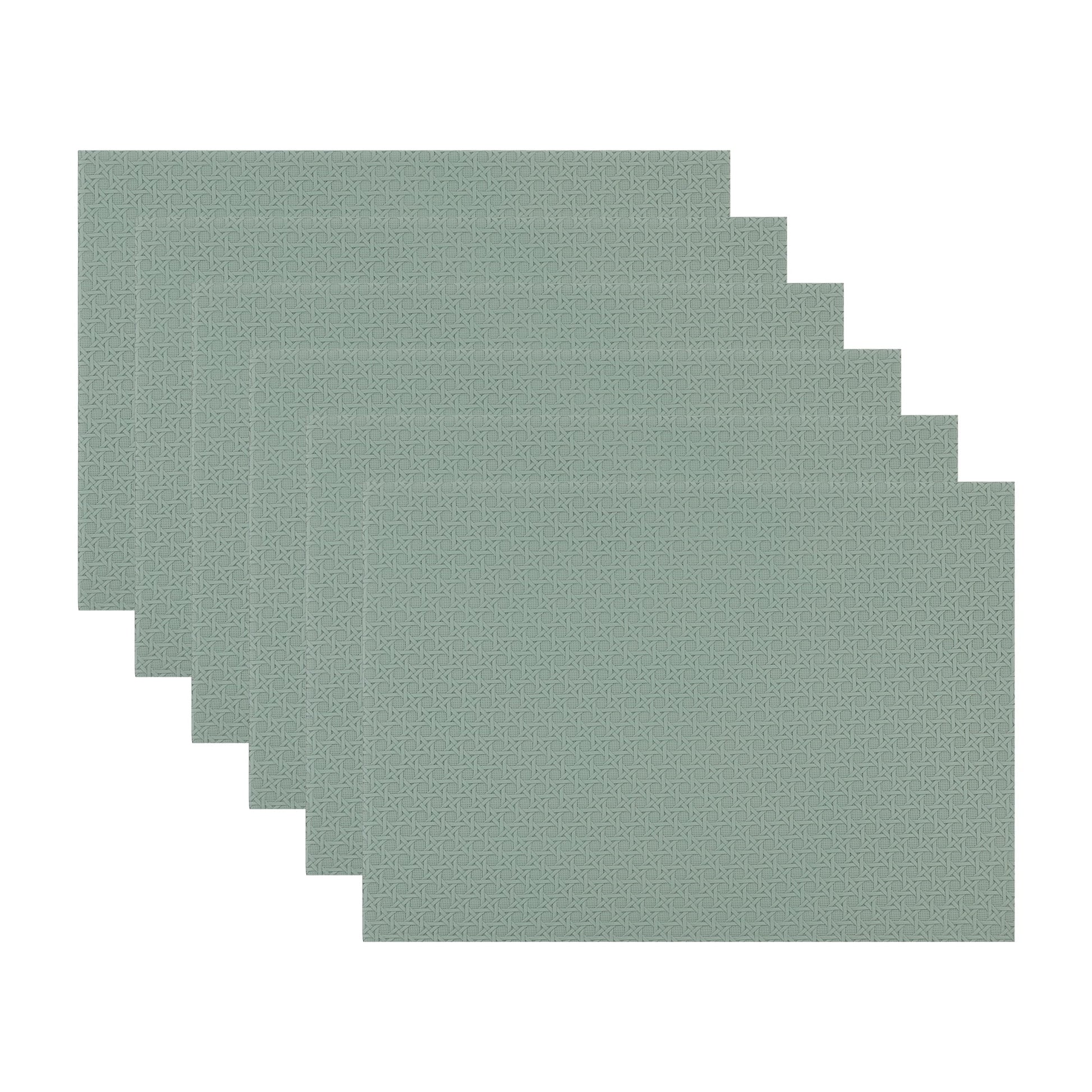 Unique Bargains Set of 6 Woven Placemats for Dining Green 17*12in