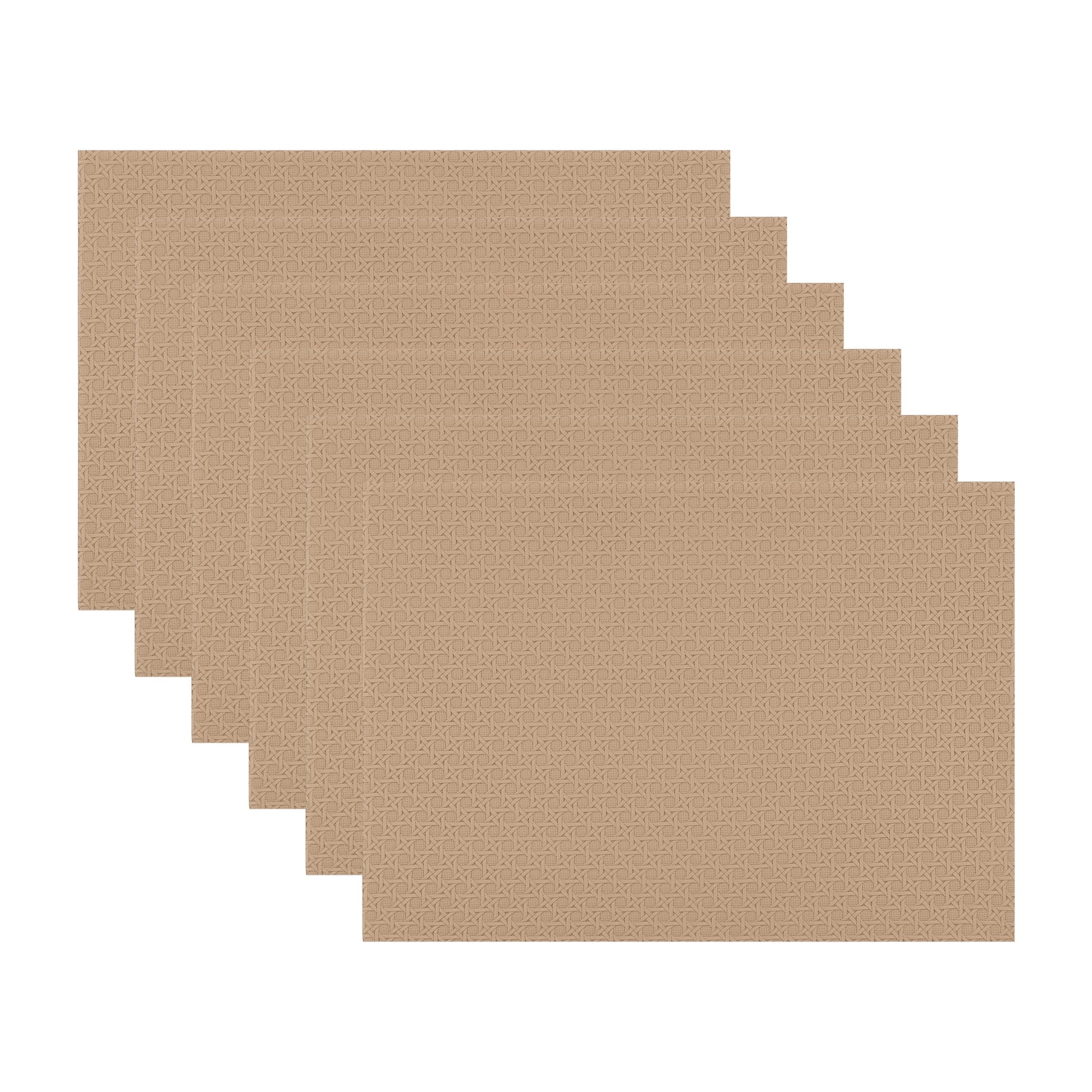 Unique Bargains Set of 6 Woven Placemats for Dining Khaki 17*12in