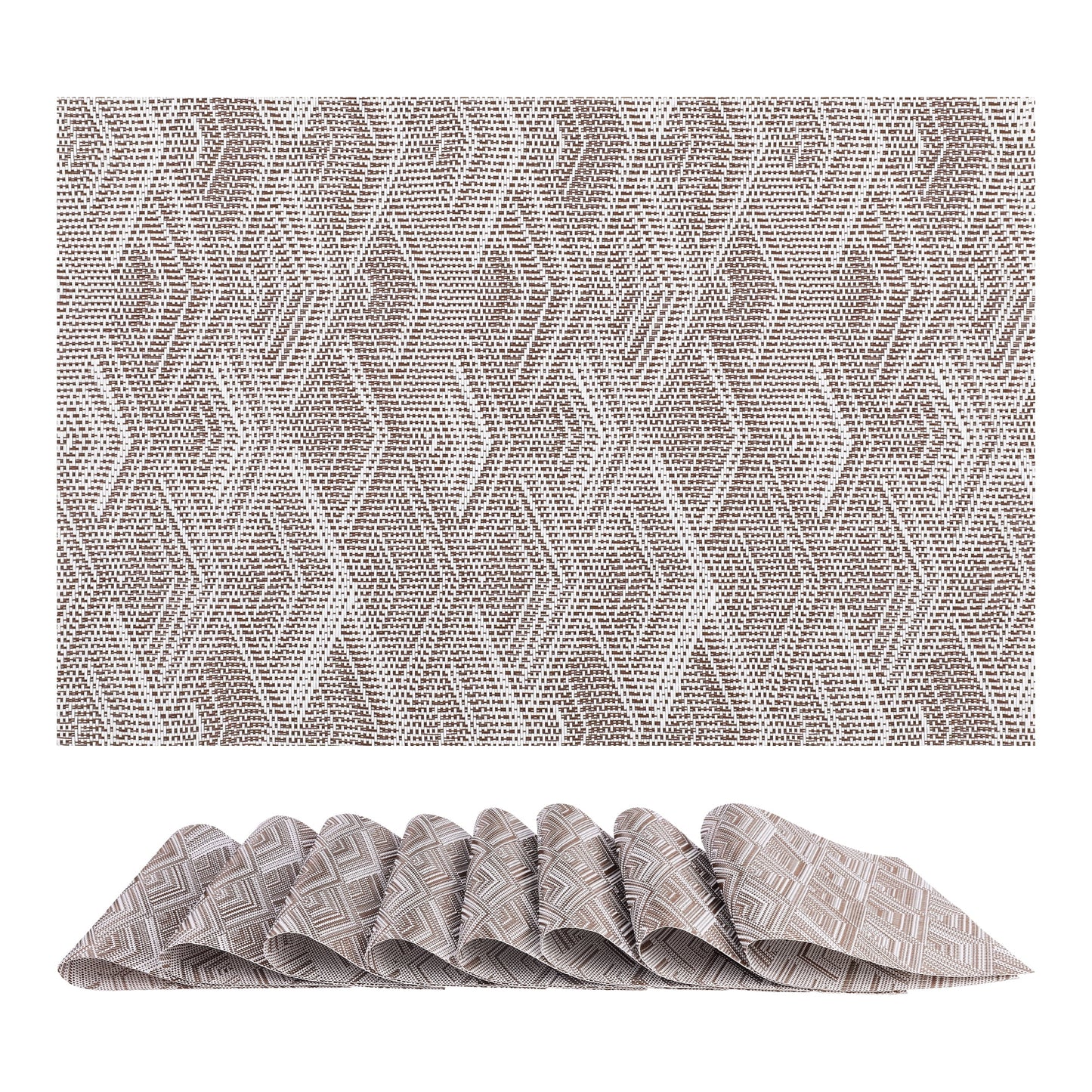 Unique Bargains Set of 8 Placemats for Dining Table Wipeable Table Mat Coffee 18x12Inch