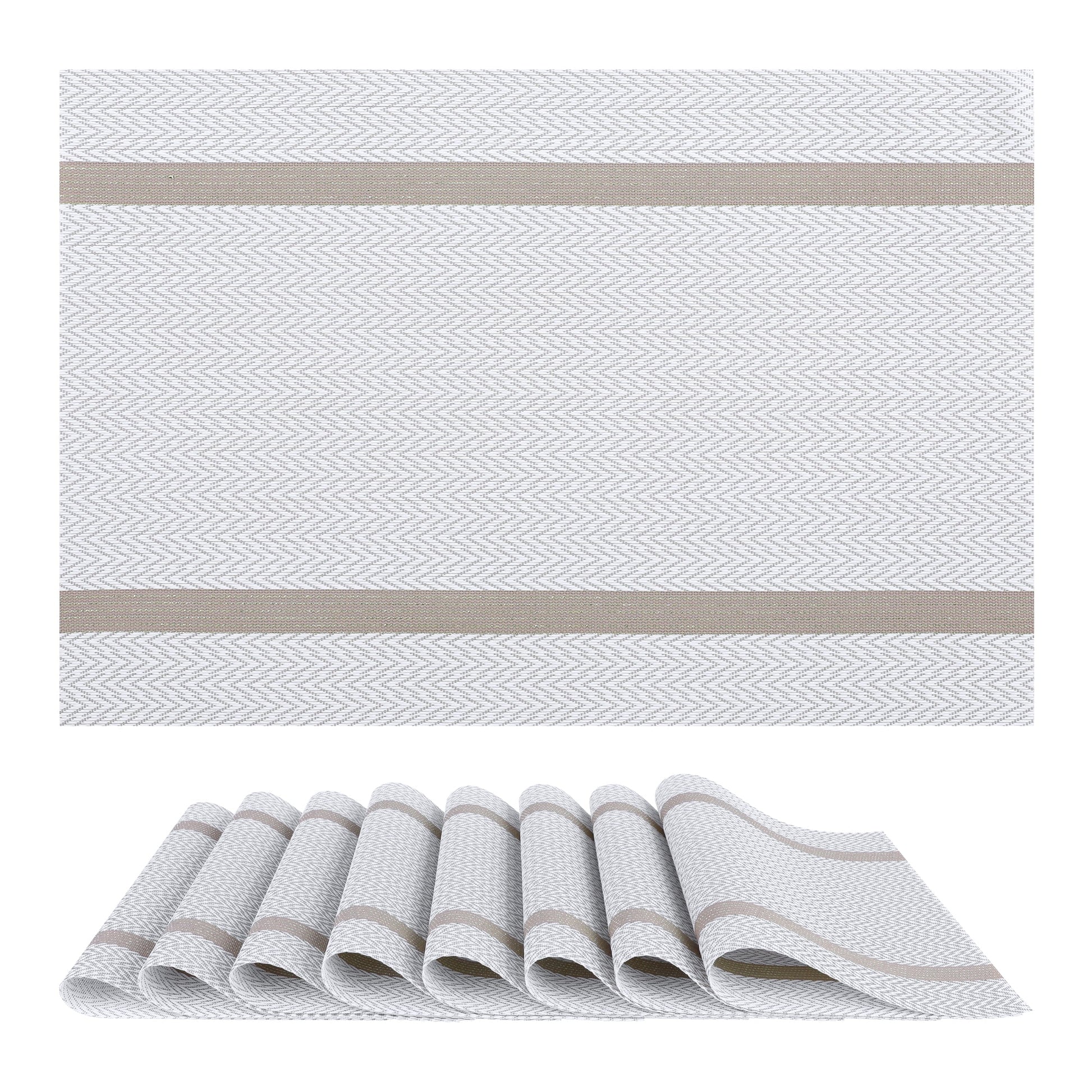 Unique Bargains Set of 8 Vinyl Placemats for Kitchen Washable Table Placemats White