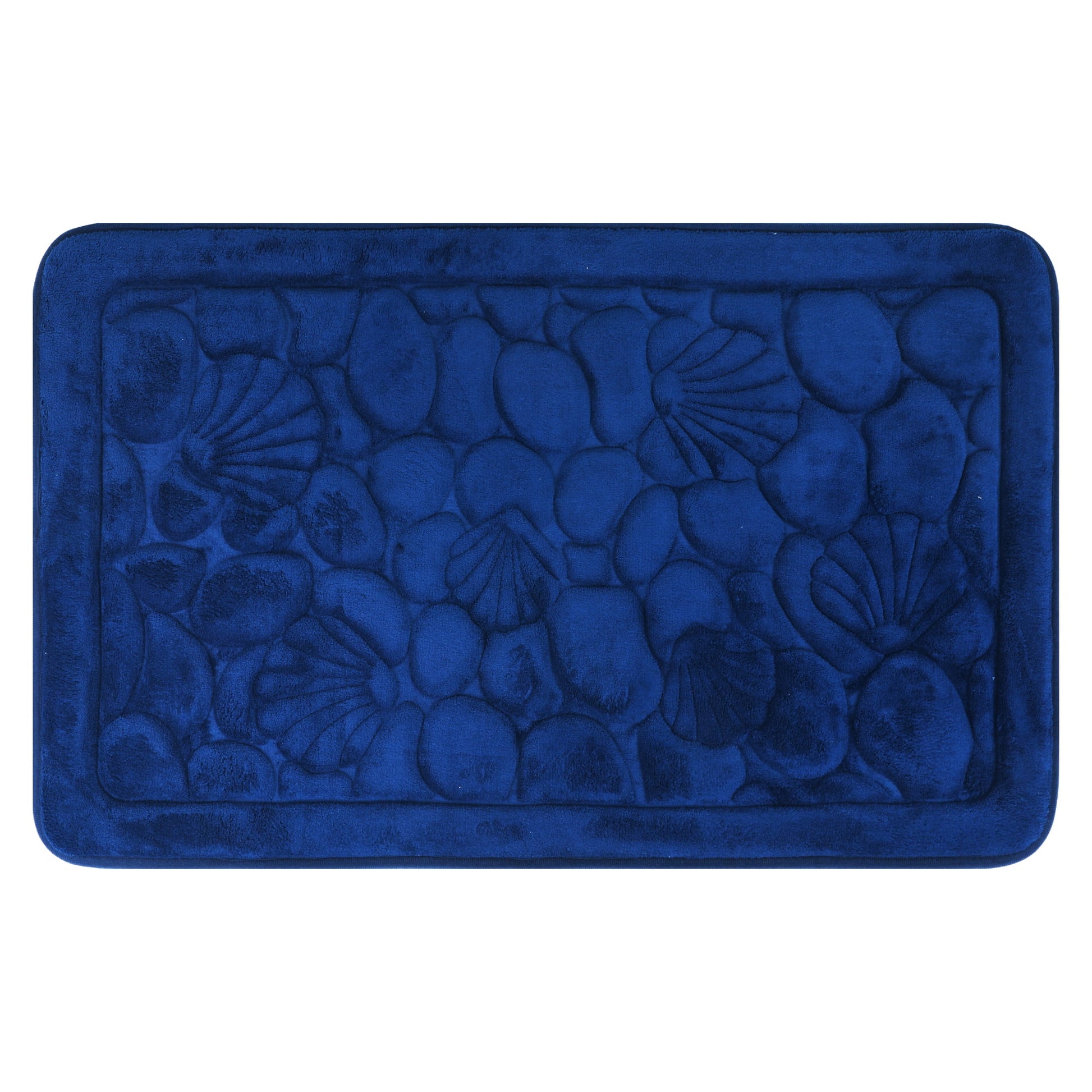 Unique Bargains Shell Pattern Bath Mat Memory Foam Non-Slip Bath Rugs Dark Blue 16" x 24"