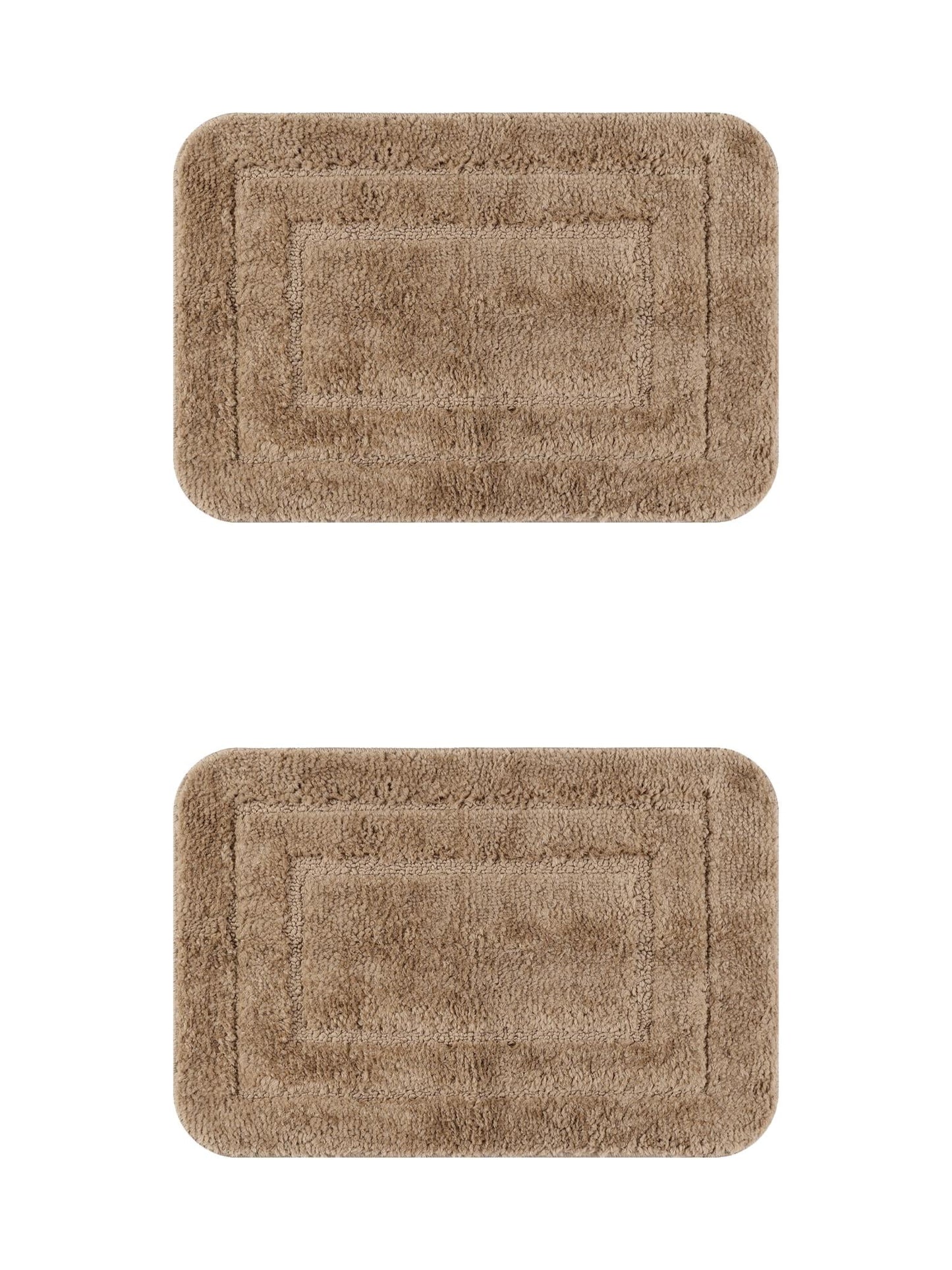 Unique Bargains Soft Absorbent Bath Mats 2 Pcs Non-Slip Plush Bathroom Rugs Brown 16" x 24"