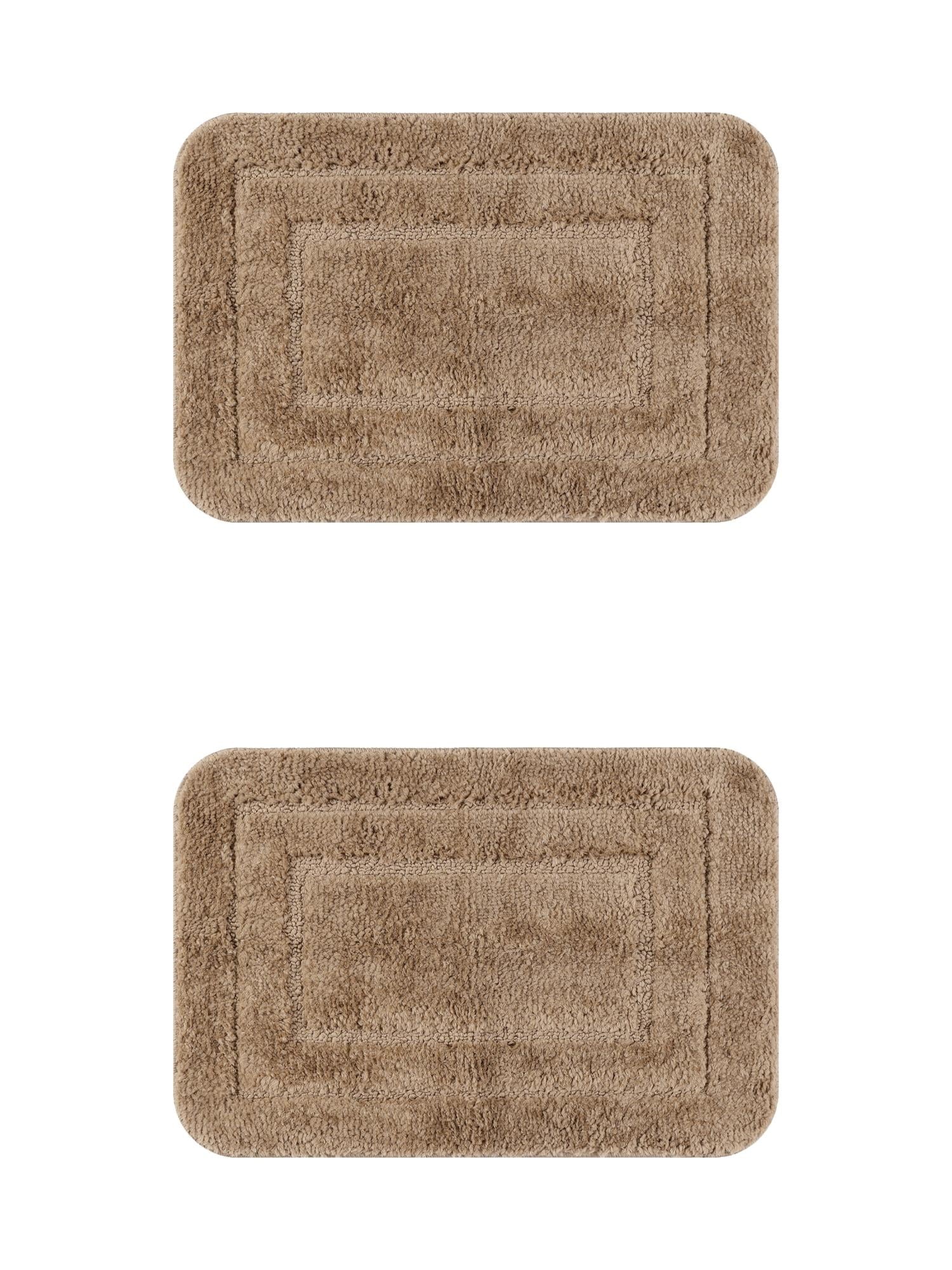 Unique Bargains Soft Absorbent Bath Mats 2 Pcs Non-Slip Plush Bathroom Rugs Brown 16" x 24"