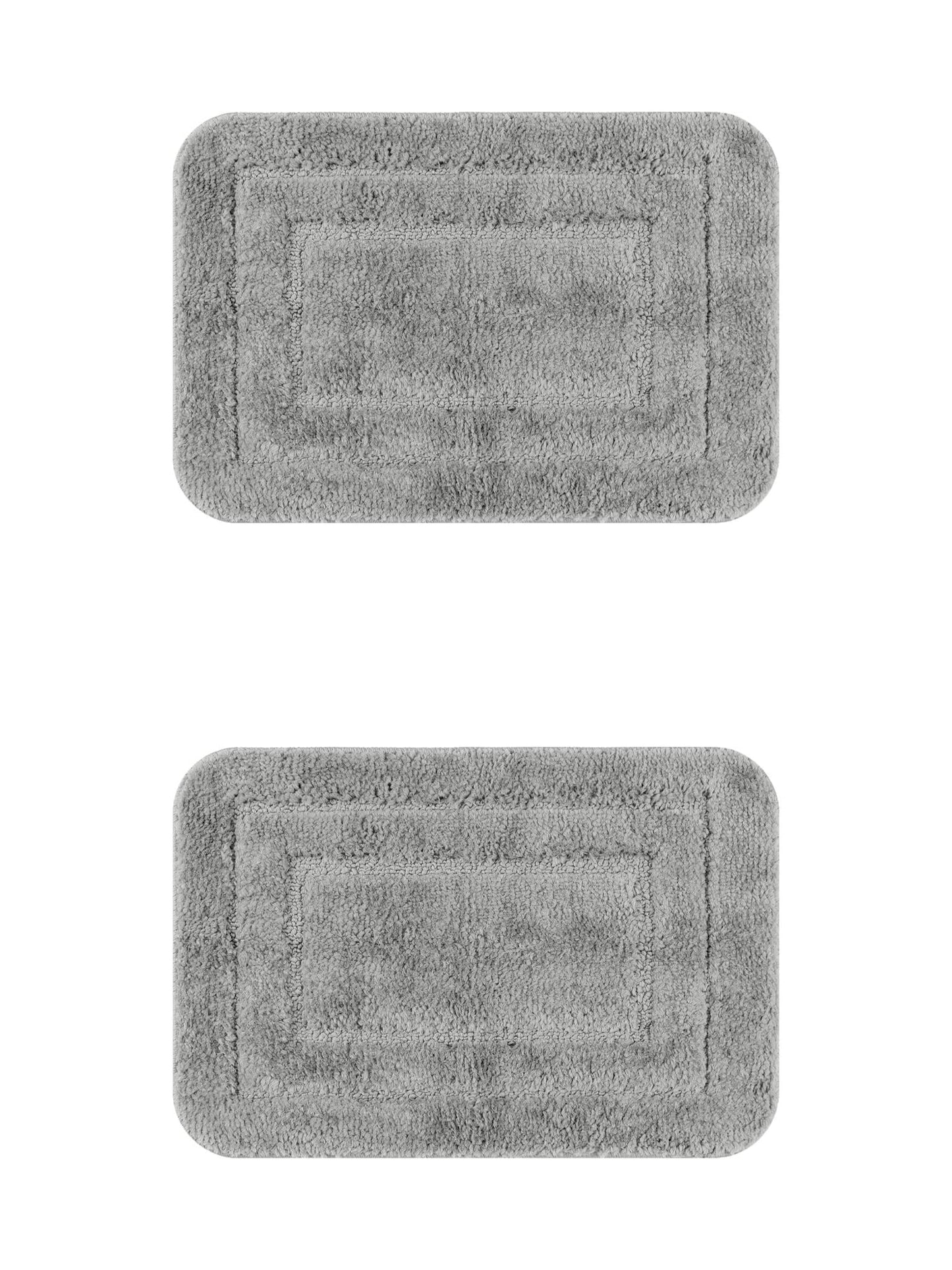 Unique Bargains Soft Absorbent Bath Mats 2 Pcs Non-Slip Plush Bathroom Rugs Dark Gray 16" x 24"/20" x 32"