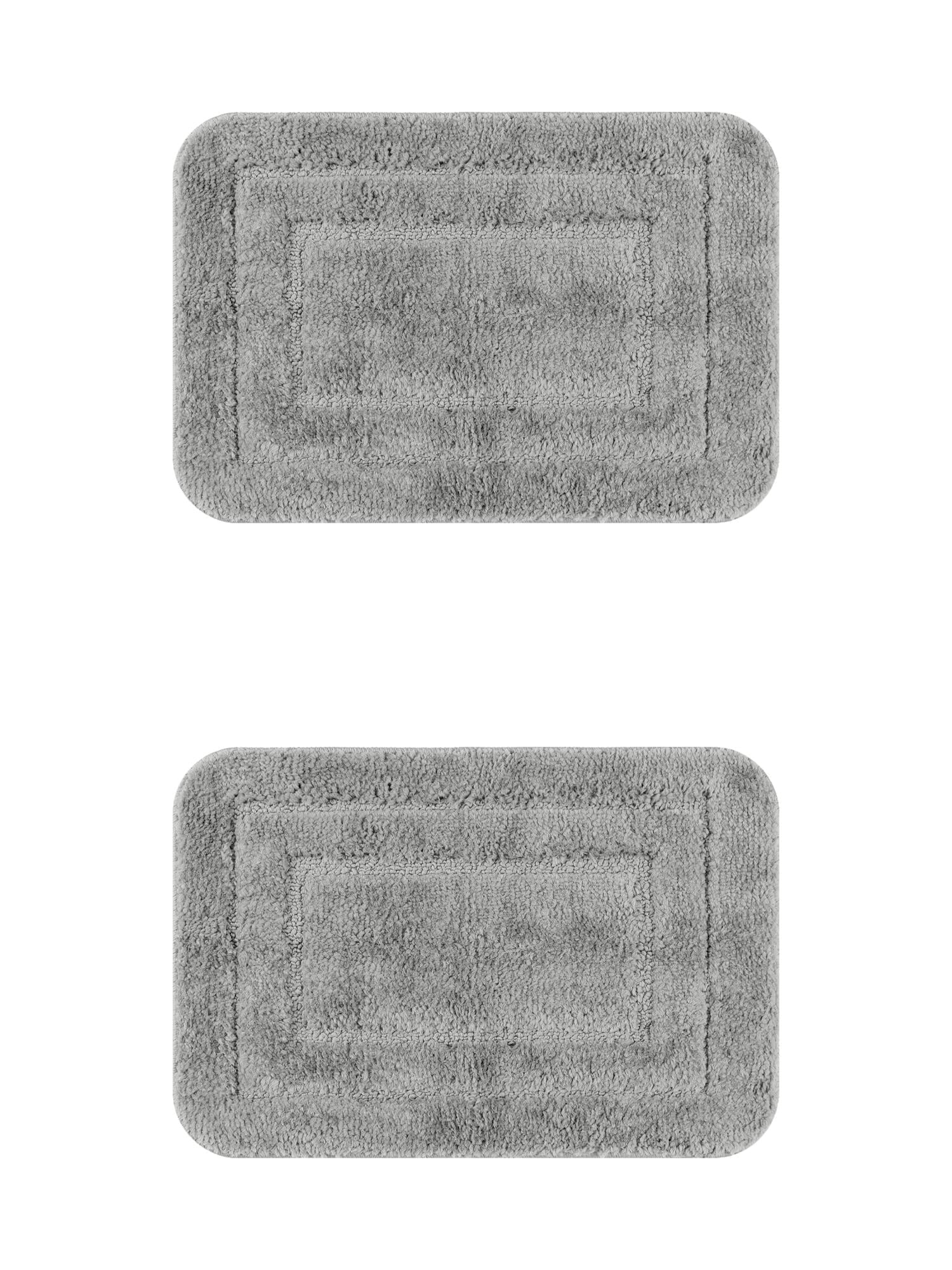 Unique Bargains Soft Absorbent Bath Mats 2 Pcs Non-Slip Plush Bathroom Rugs Dark Gray 16" x 24"/20" x 32"