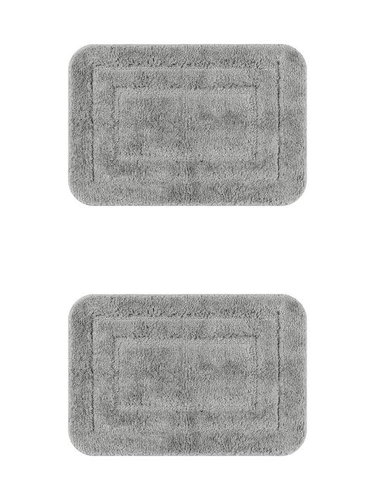 Unique Bargains Soft Absorbent Bath Mats 2 Pcs Non-Slip Plush Bathroom Rugs Dark Gray 20" x 32"