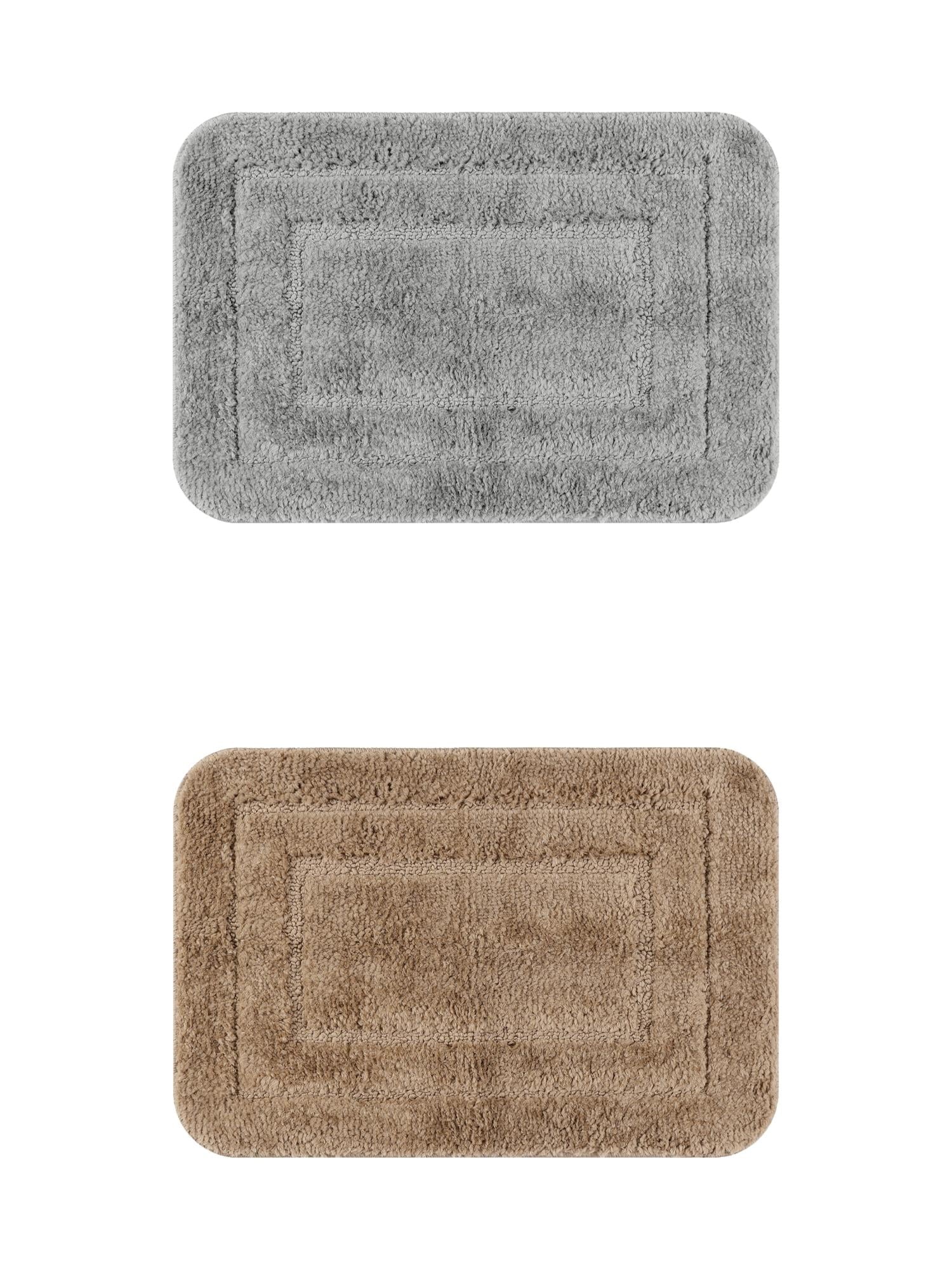 Unique Bargains Soft Absorbent Bath Mats 2 Pcs Non-Slip Plush Bathroom Rugs Dark Gray/Brown 16" x 24"