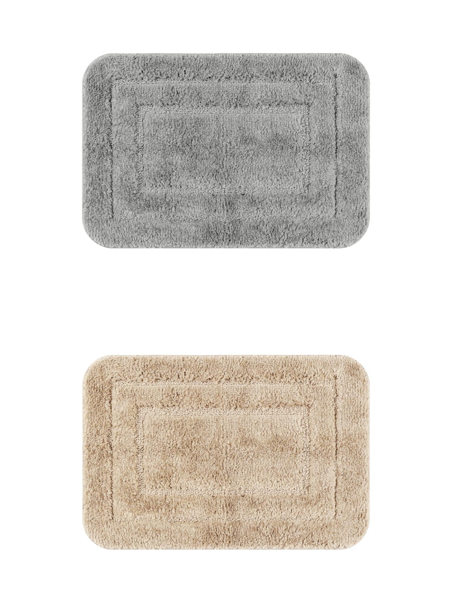 Unique Bargains Soft Absorbent Bath Mats 2 Pcs Non-Slip Plush Bathroom Rugs Dark Gray/Khaki 16" x 24"