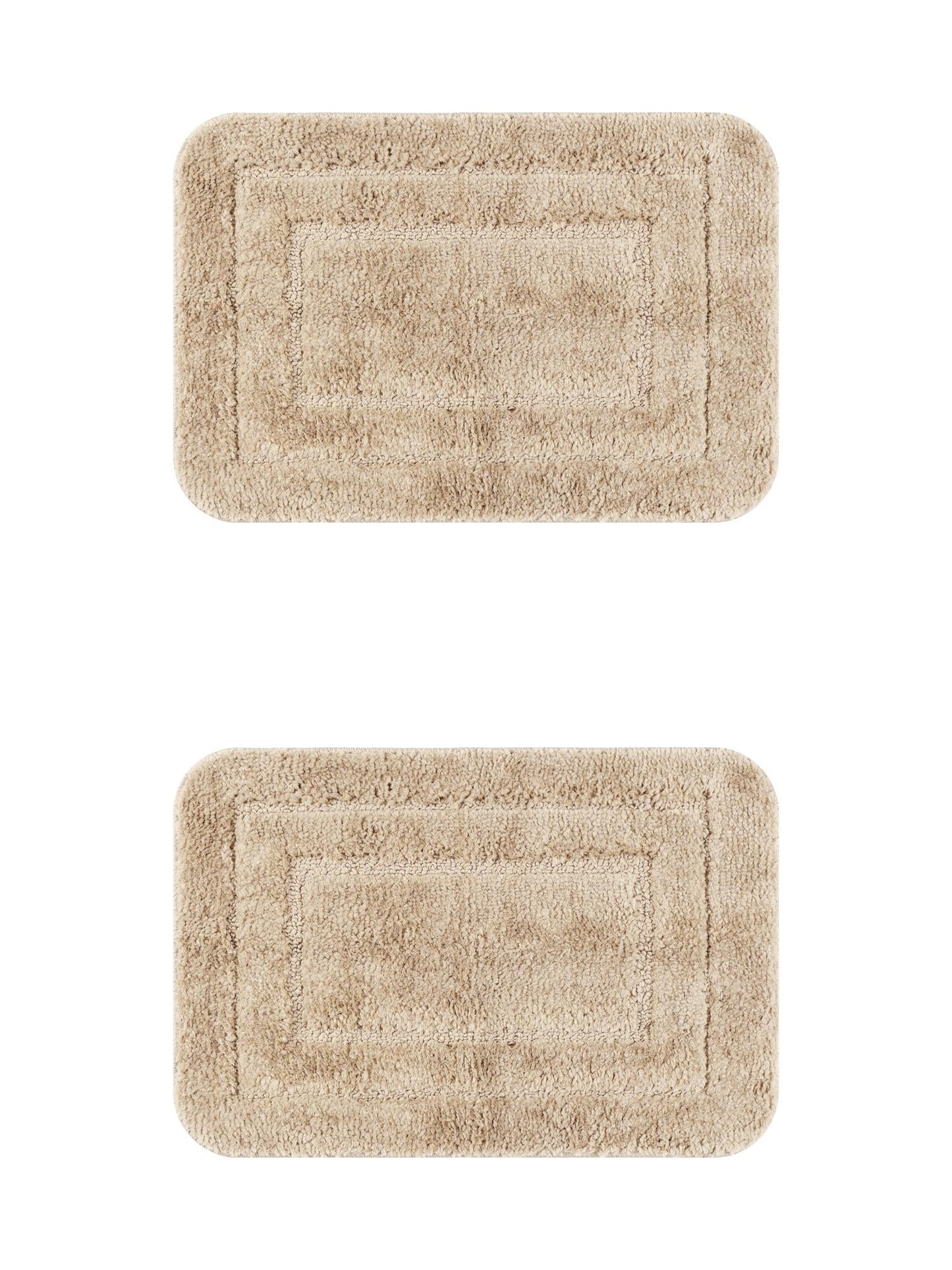 Unique Bargains Soft Absorbent Bath Mats 2 Pcs Non-Slip Plush Bathroom Rugs Khaki 16" x 24"