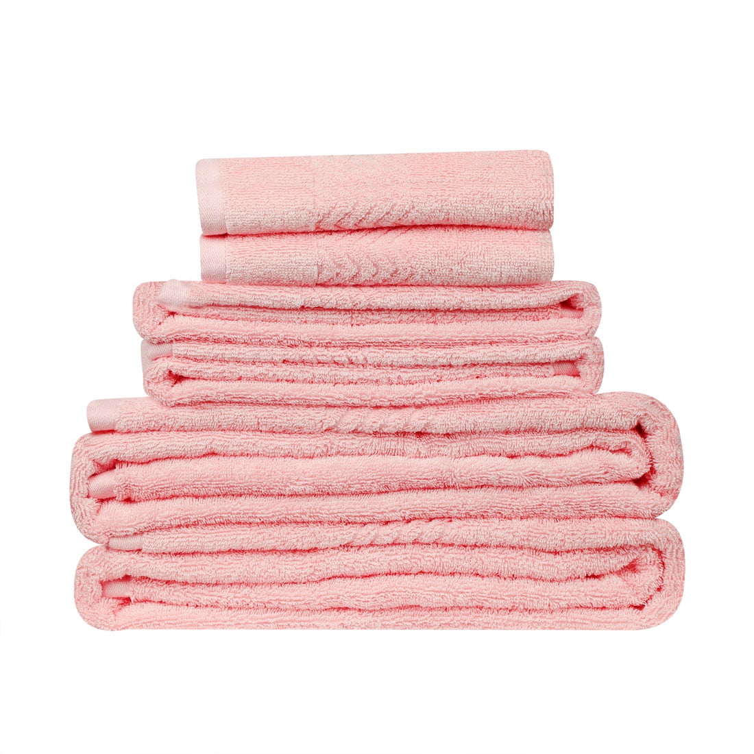 Unique Bargains Soft Absorbent Cotton Plush Bath Towel Set Collection Pink 6 Pieces