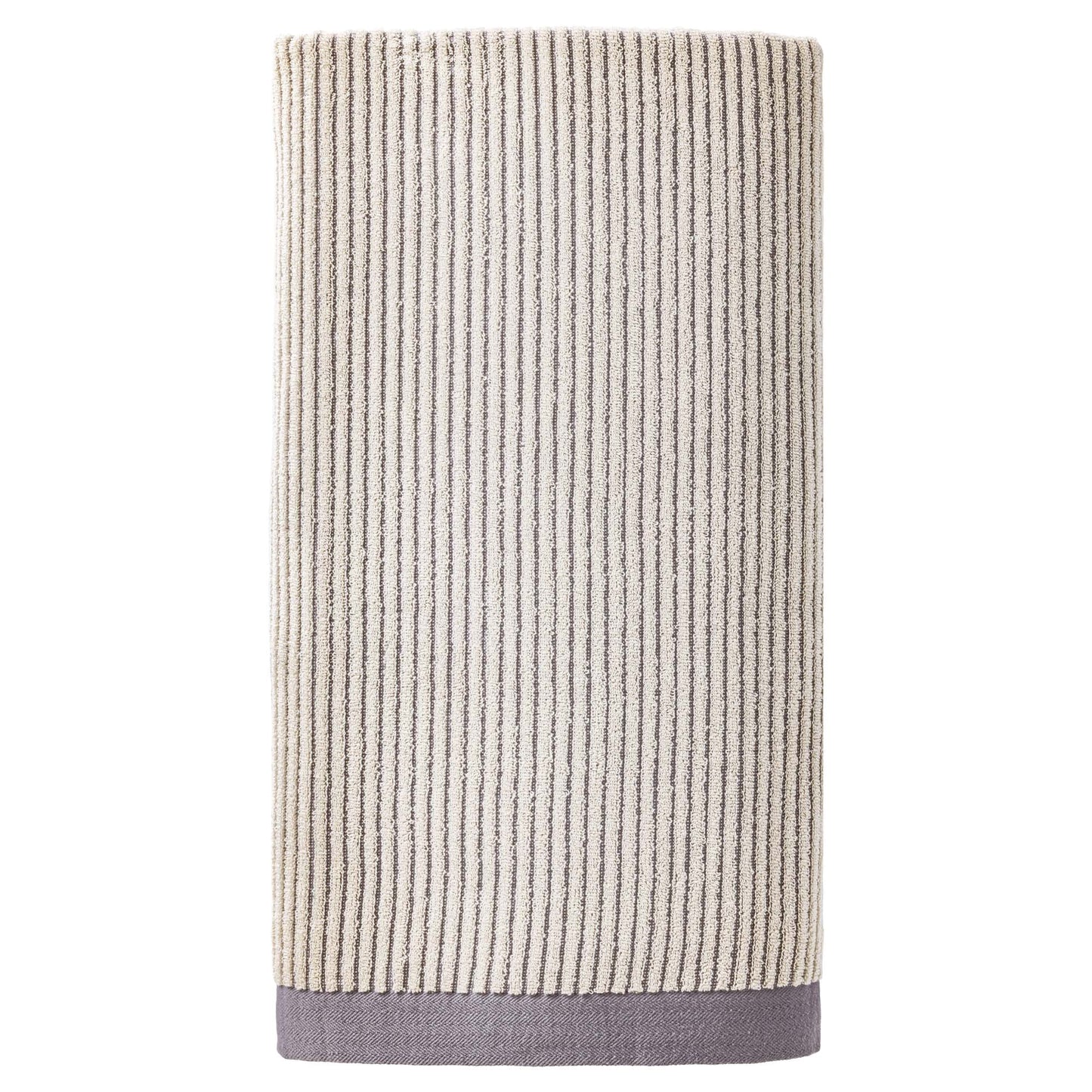 Unique Bargains Soft Highly Absorbent Pure Cotton Striped Bath Towel Grey 55" x 28"