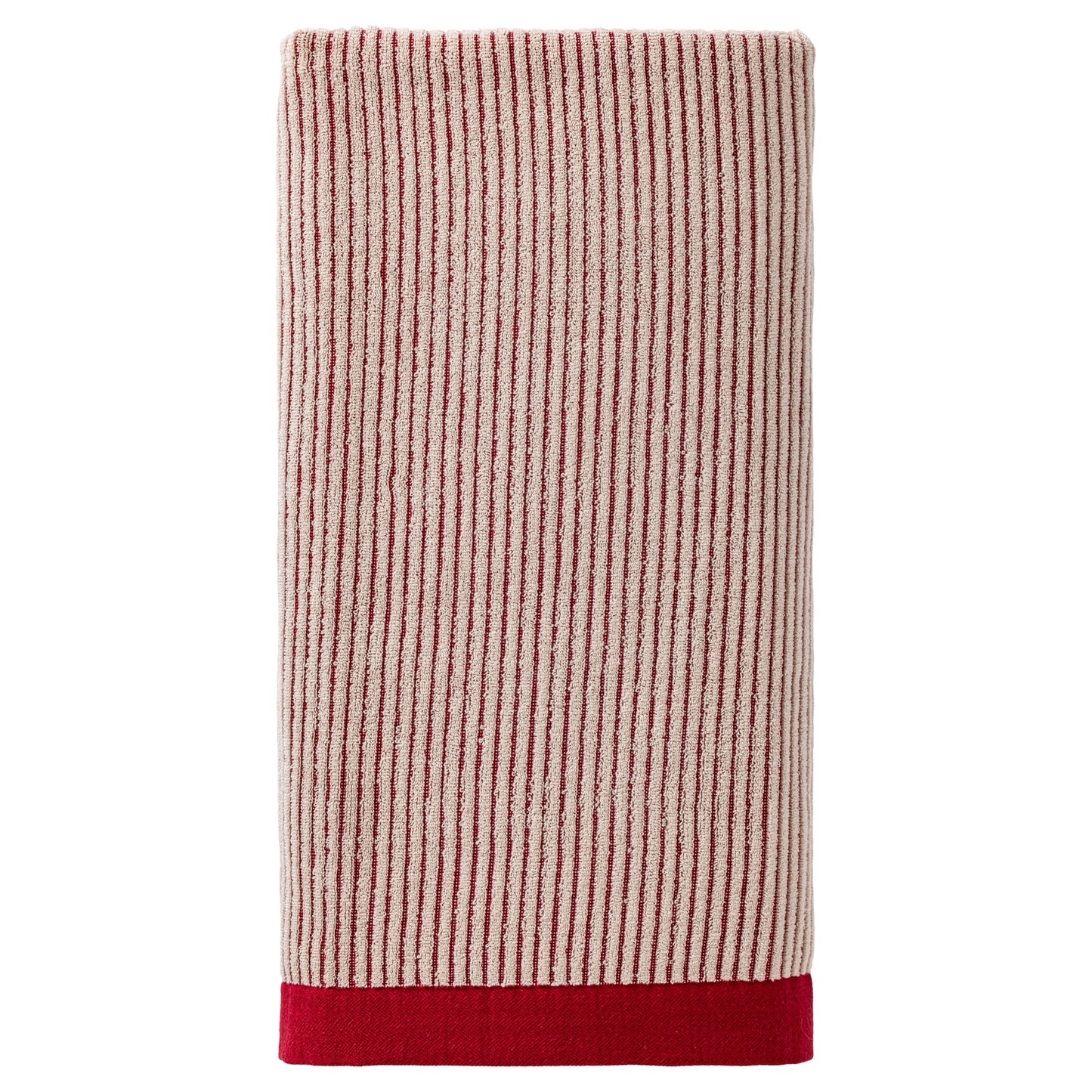 Unique Bargains Soft Highly Absorbent Pure Cotton Striped Bath Towel Red 55" x 28"