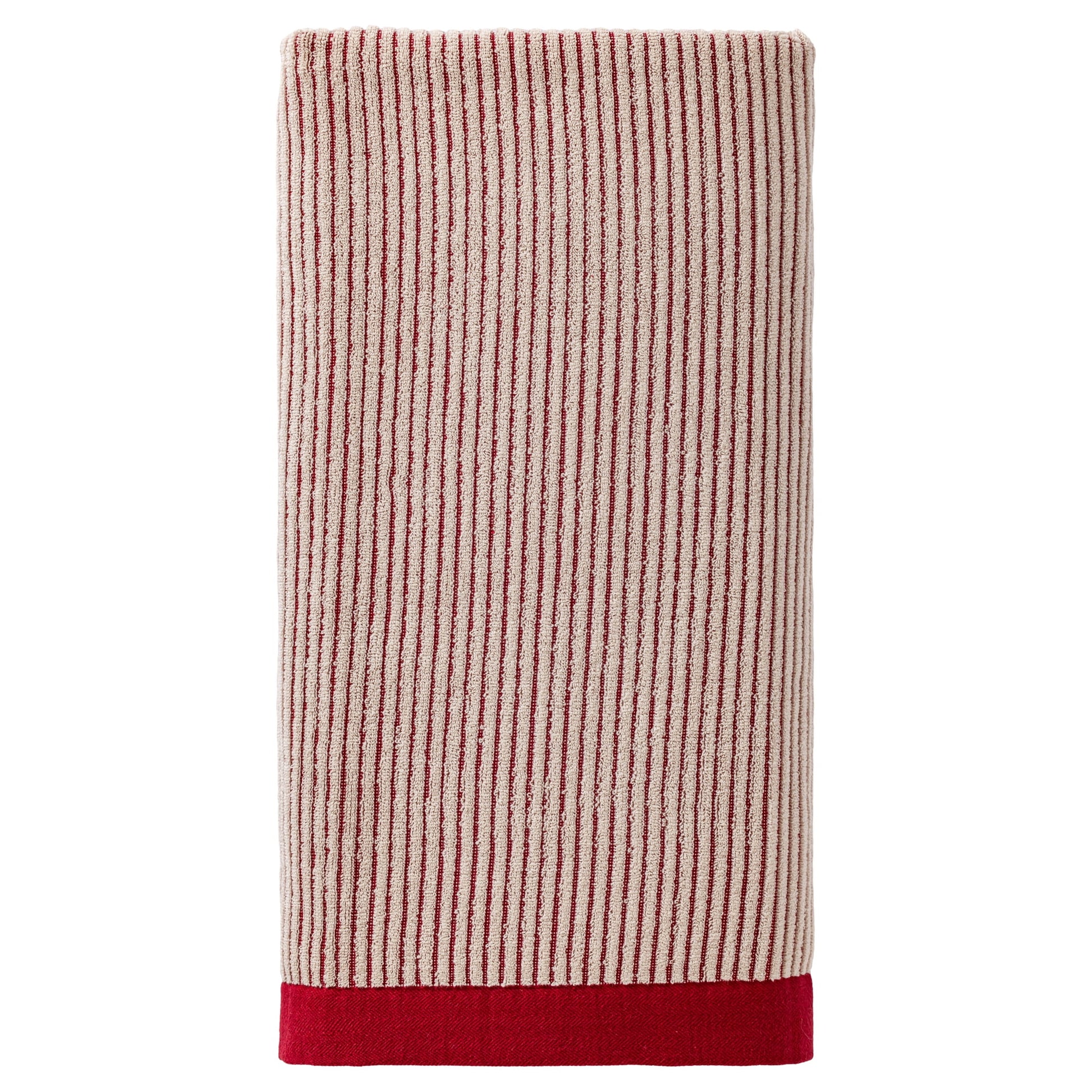 Unique Bargains Soft Highly Absorbent Pure Cotton Striped Bath Towel Red 55" x 28"