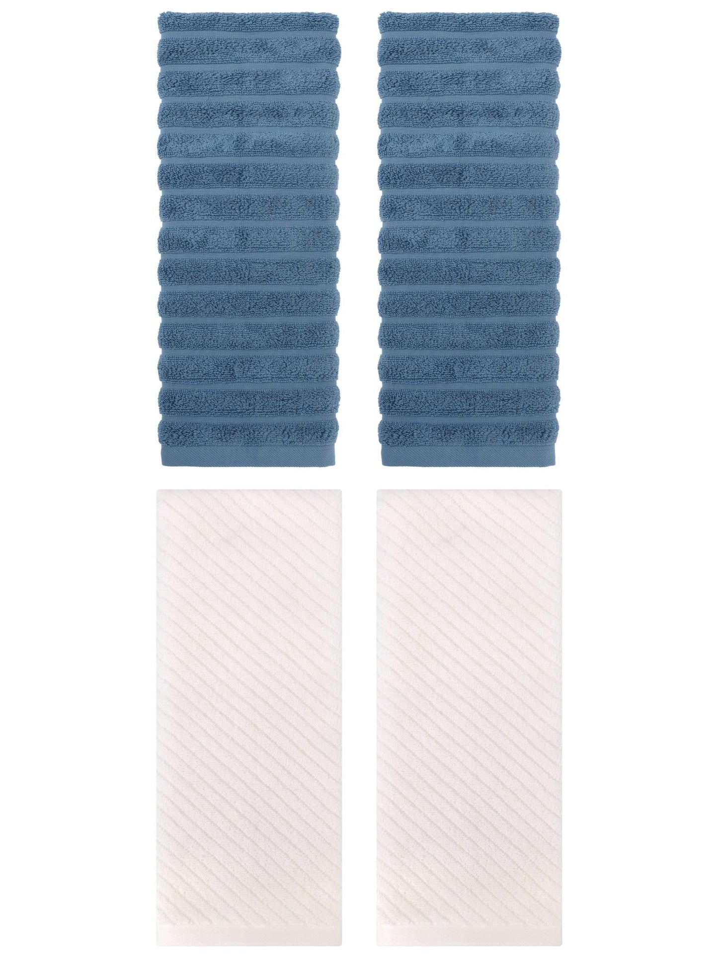 Unique Bargains Soft Striped Hand Towel 14" x 30" 4 Pcs Blue/Beige