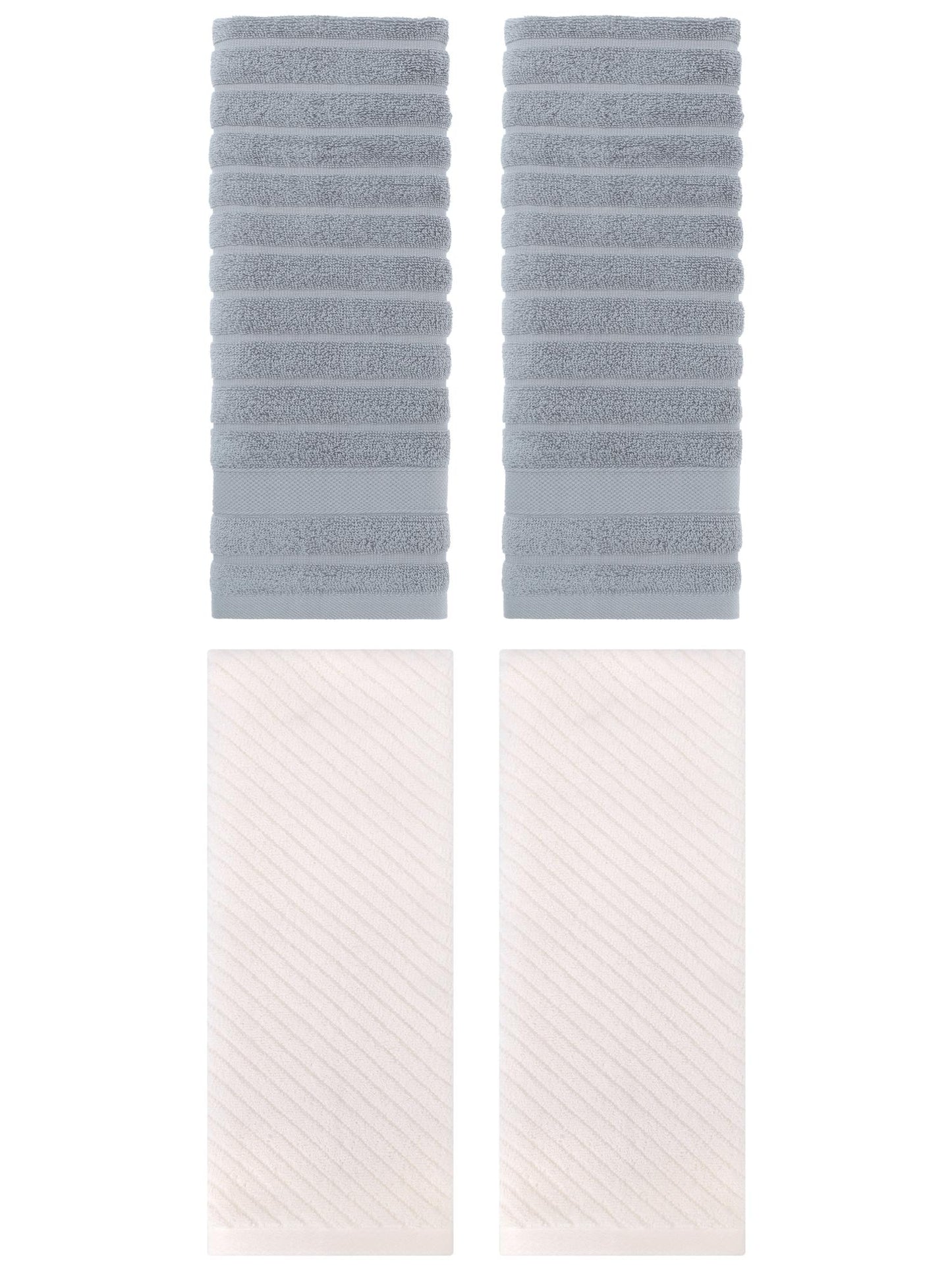 Unique Bargains Soft Striped Hand Towel 14" x 30" 4 Pcs Grey/Beige