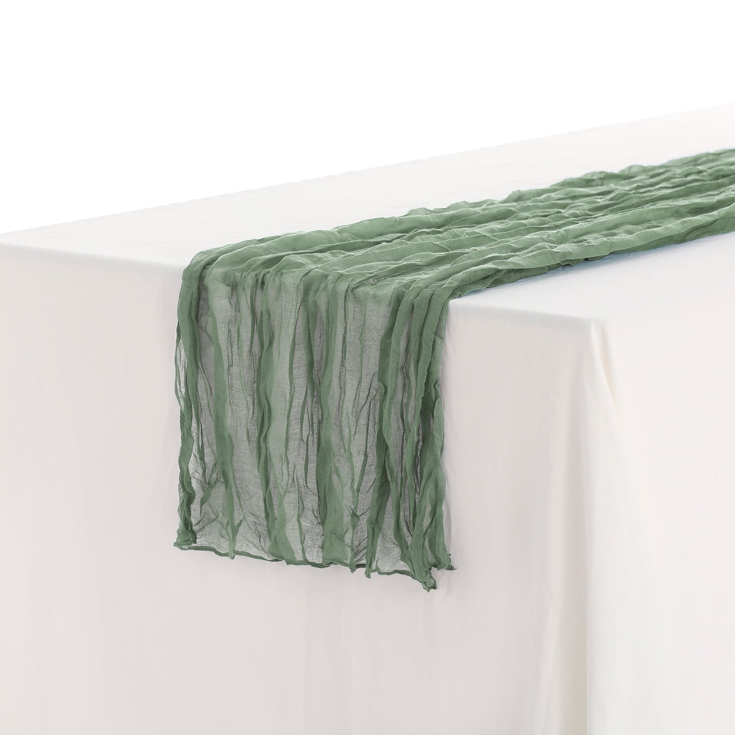 Unique Bargains Solid Color Table Runner Crinkle Fabric Table Banner (6 Count) Beige 35"x71"