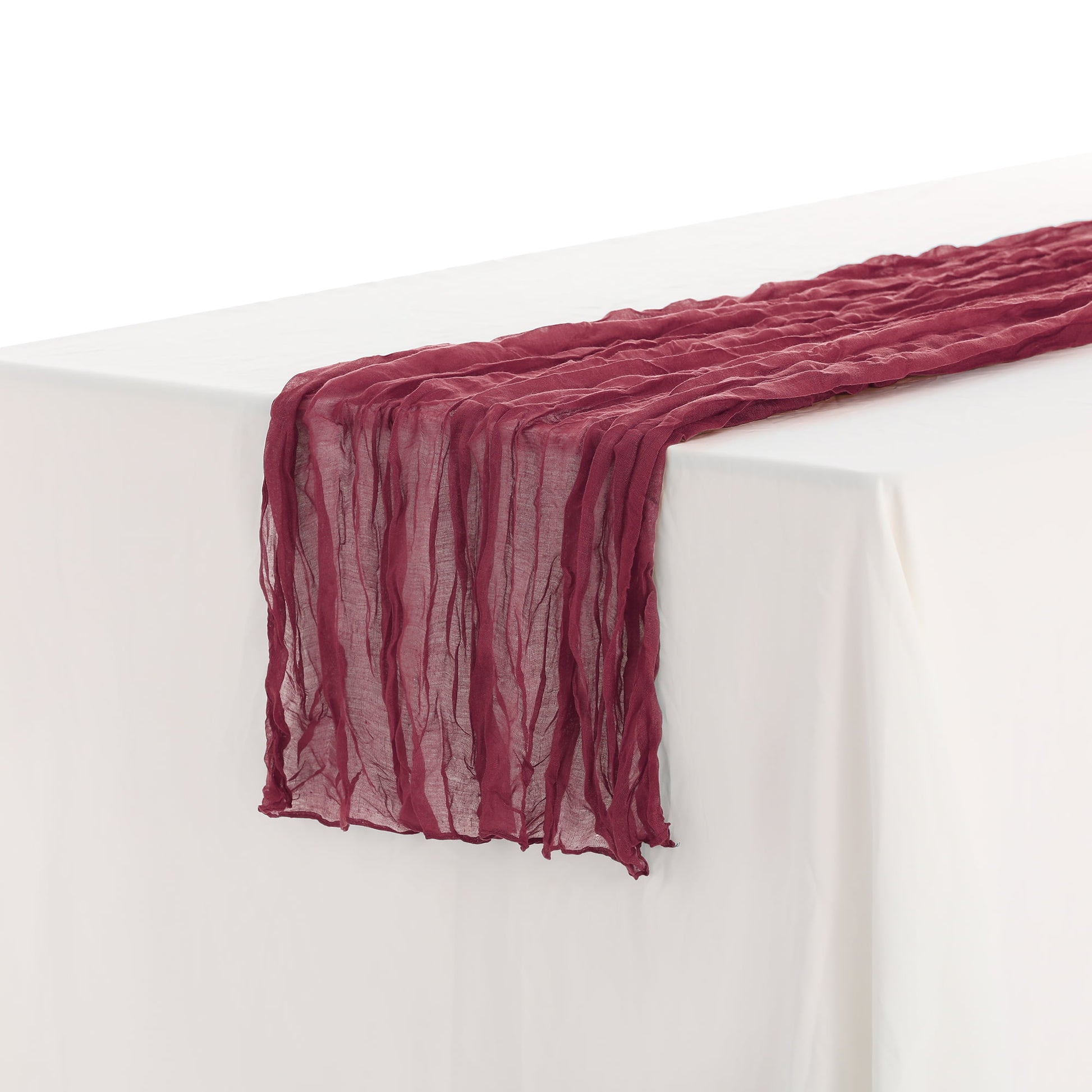 Unique Bargains Solid Color Table Runner Crinkle Fabric Table Banner (6 Count) Yellow 35"x118"