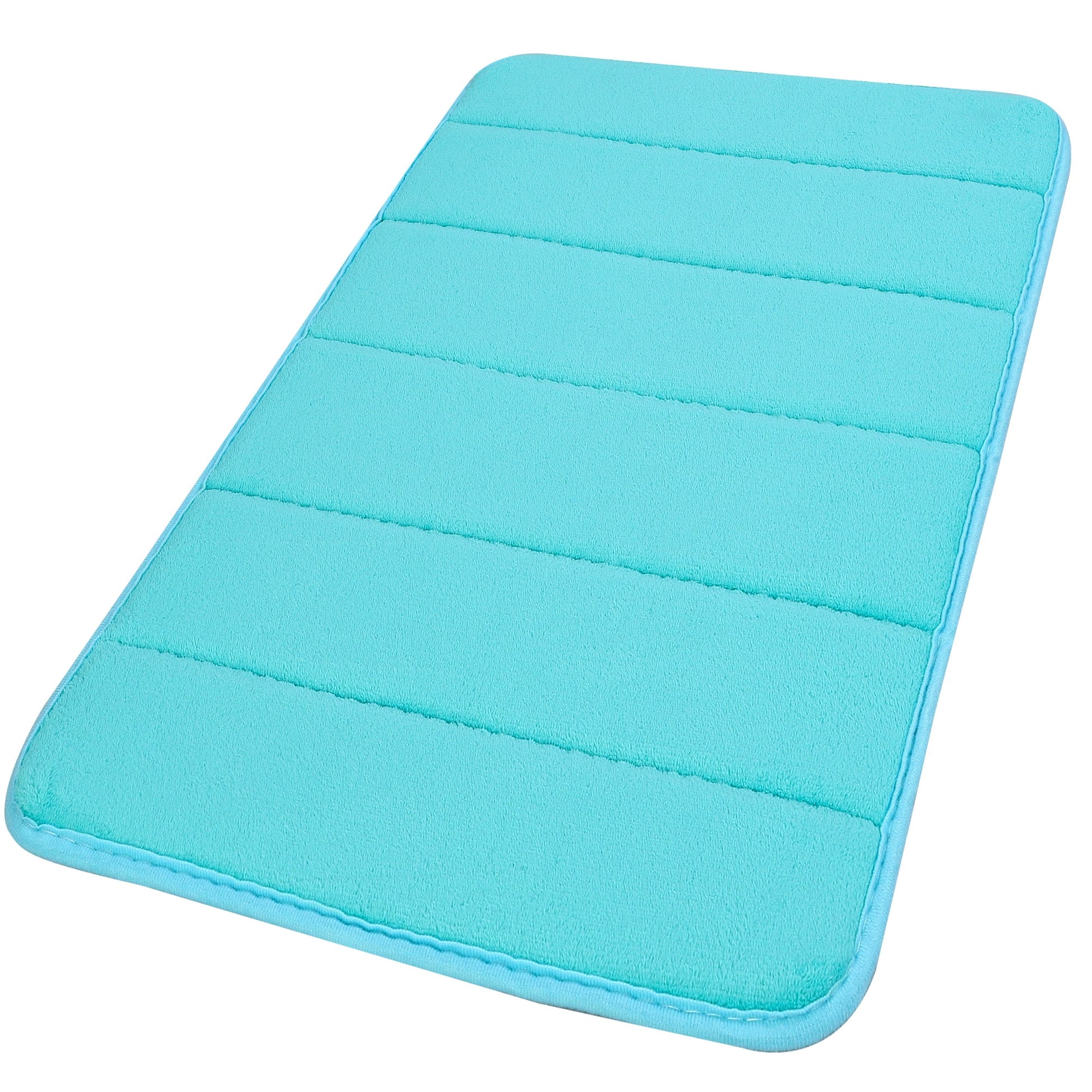 Unique Bargains Solid Contemporary Memory Foam Bath Rug Turquoise Blue 32"x20"