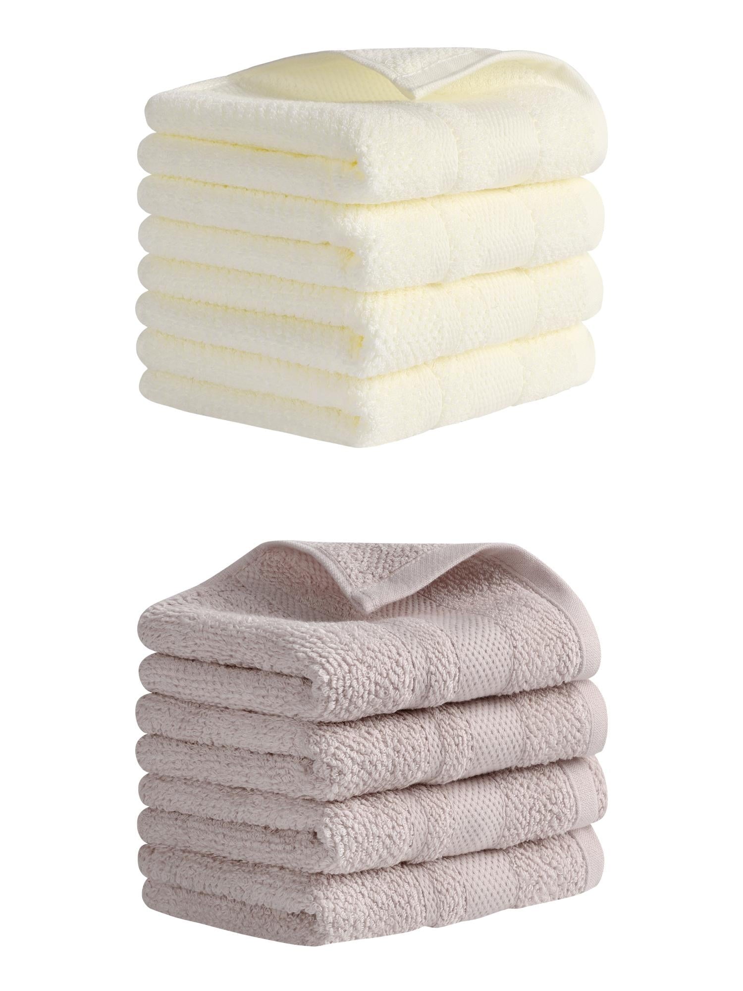 Unique Bargains Solid Hand Towels Absorbent Towel for Bath Kitchen White/Brown 8 Pack
