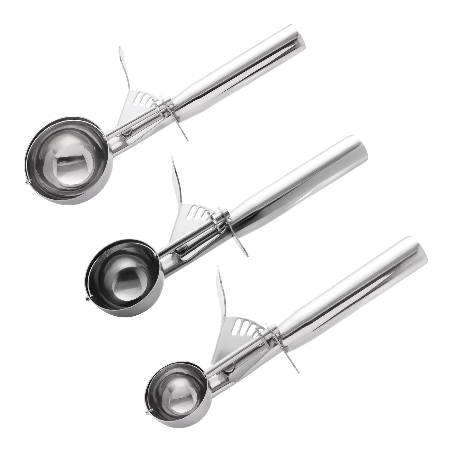 Unique Bargains Stainless Steel Comfortable Ice Cream Scoop Silver-3Pcs