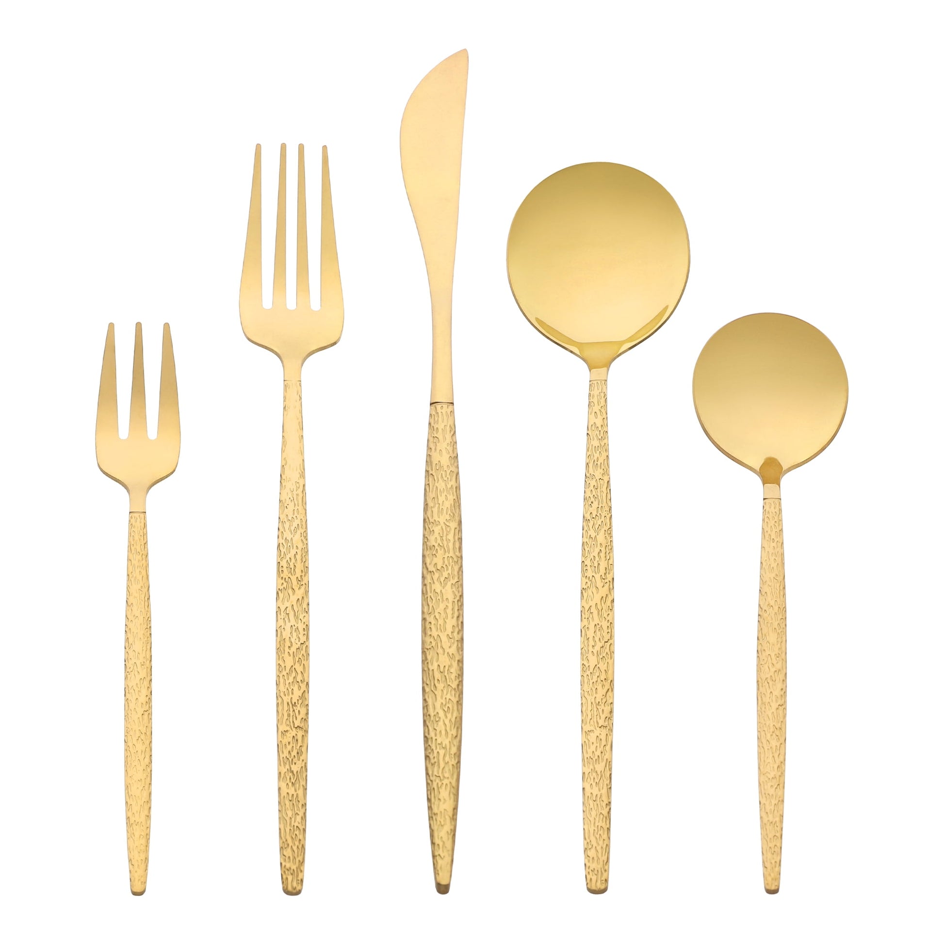Unique Bargains Stainless Steel Flatware Set Gold 20 Pcs