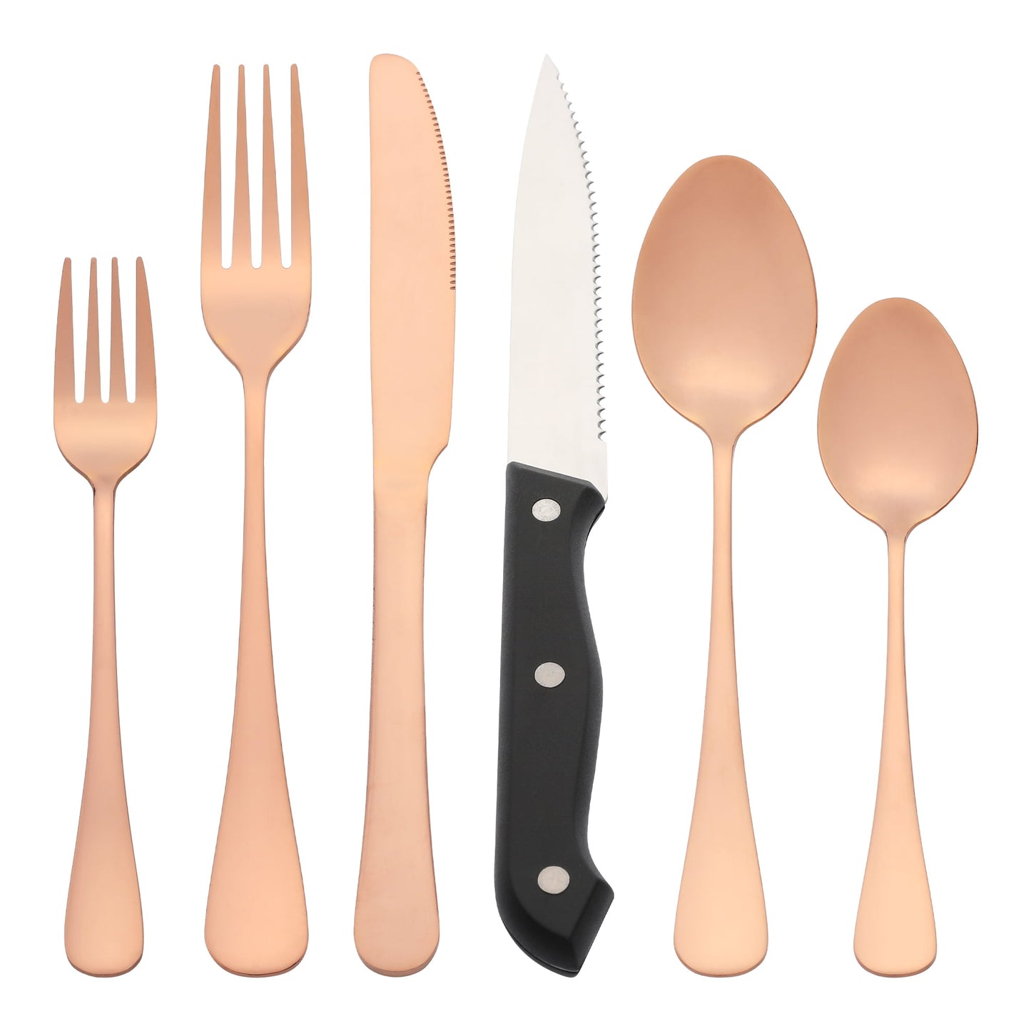 Unique Bargains Stainless Steel Flatware Set Rose Gold 24 Pcs