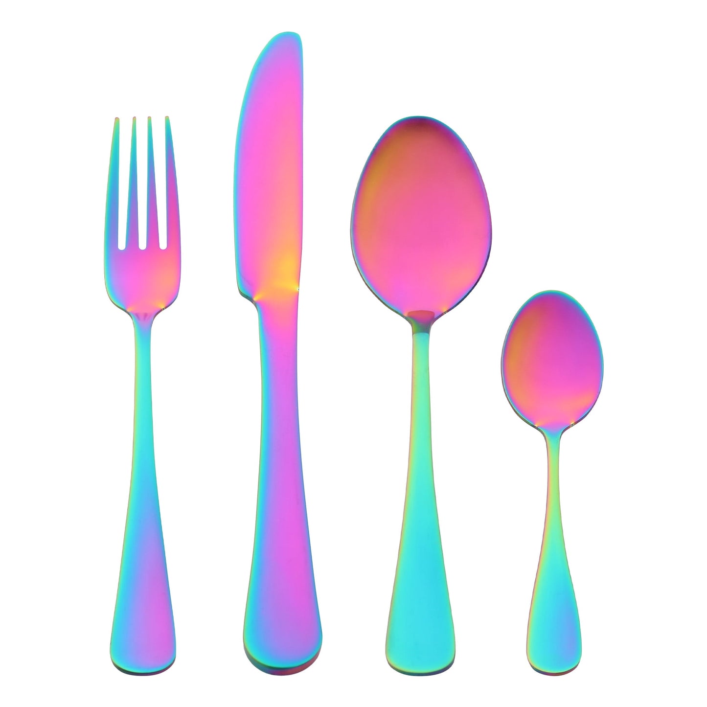 Unique Bargains Stainless Steel Flatware Set for Kitchen and Dining Colorful 24 Pcs