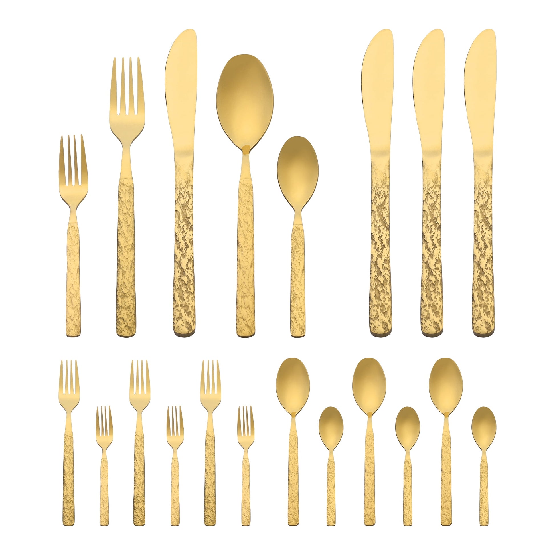 Unique Bargains Stainless Steel Flatware Set for Multiple Use Gold 20pcs