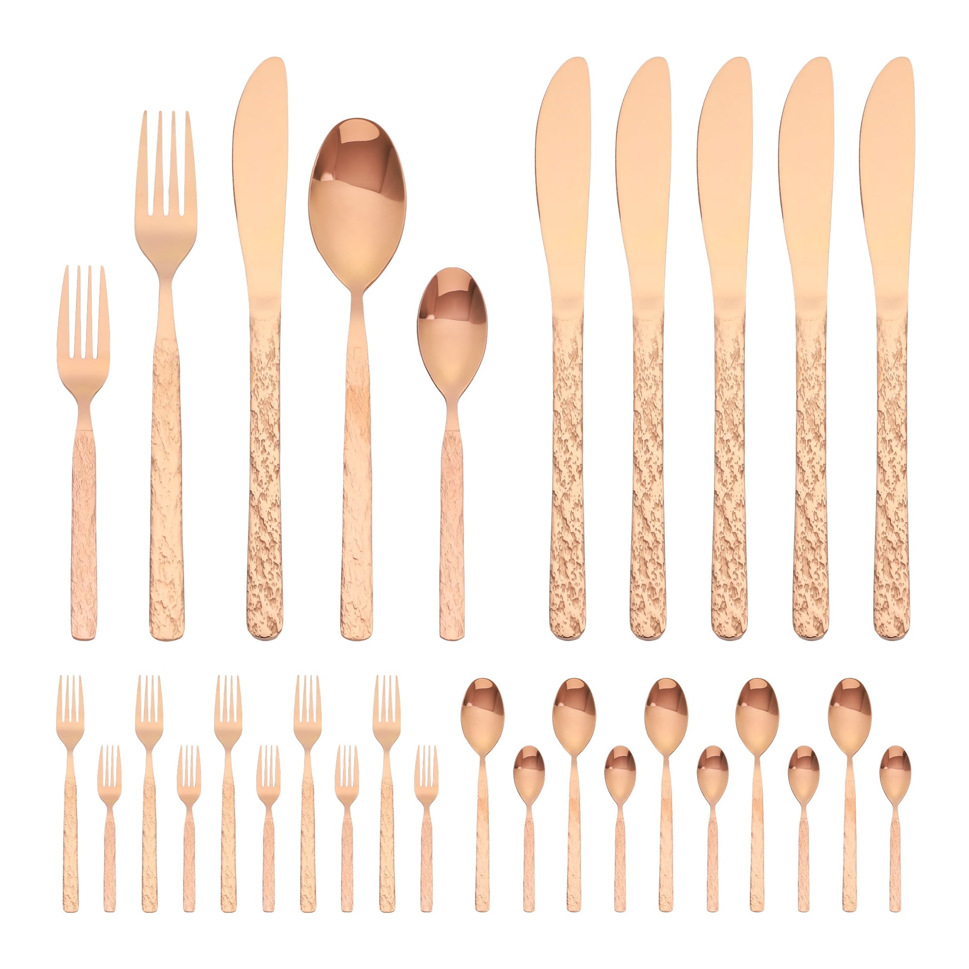 Unique Bargains Stainless Steel Mirror Polished Flatware Set for Kitchen Rose Gold 30pcs