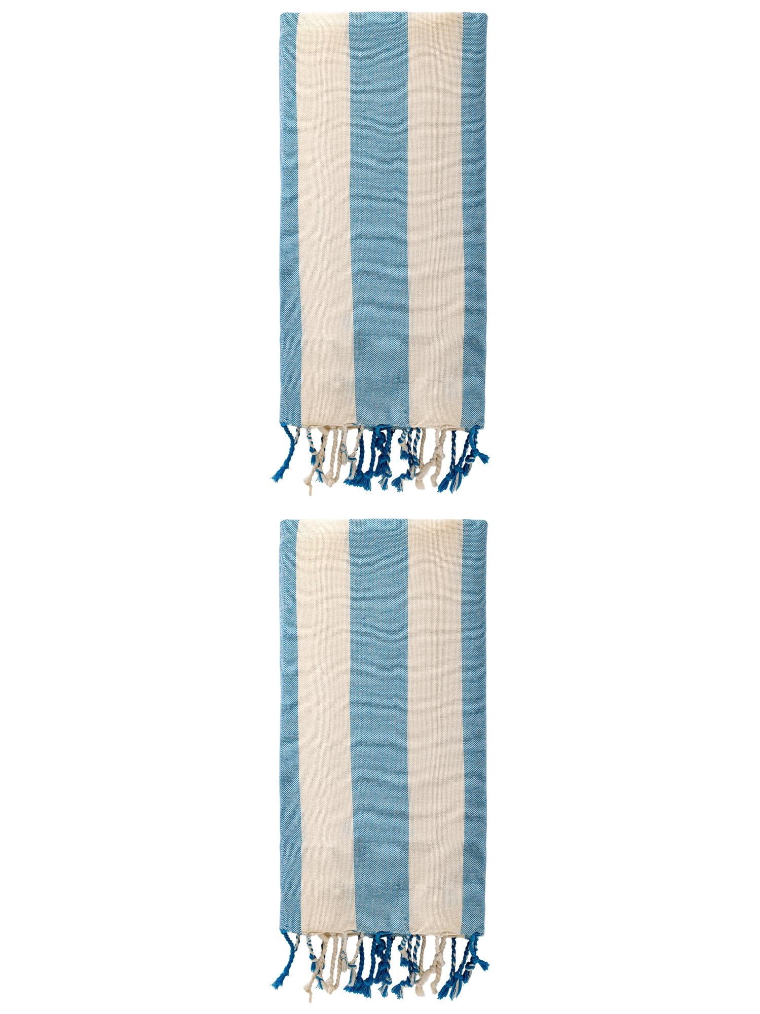 Unique Bargains Stripe Absorbent Quick Dry Beach Towel 2 Pack Blue 71"x40"