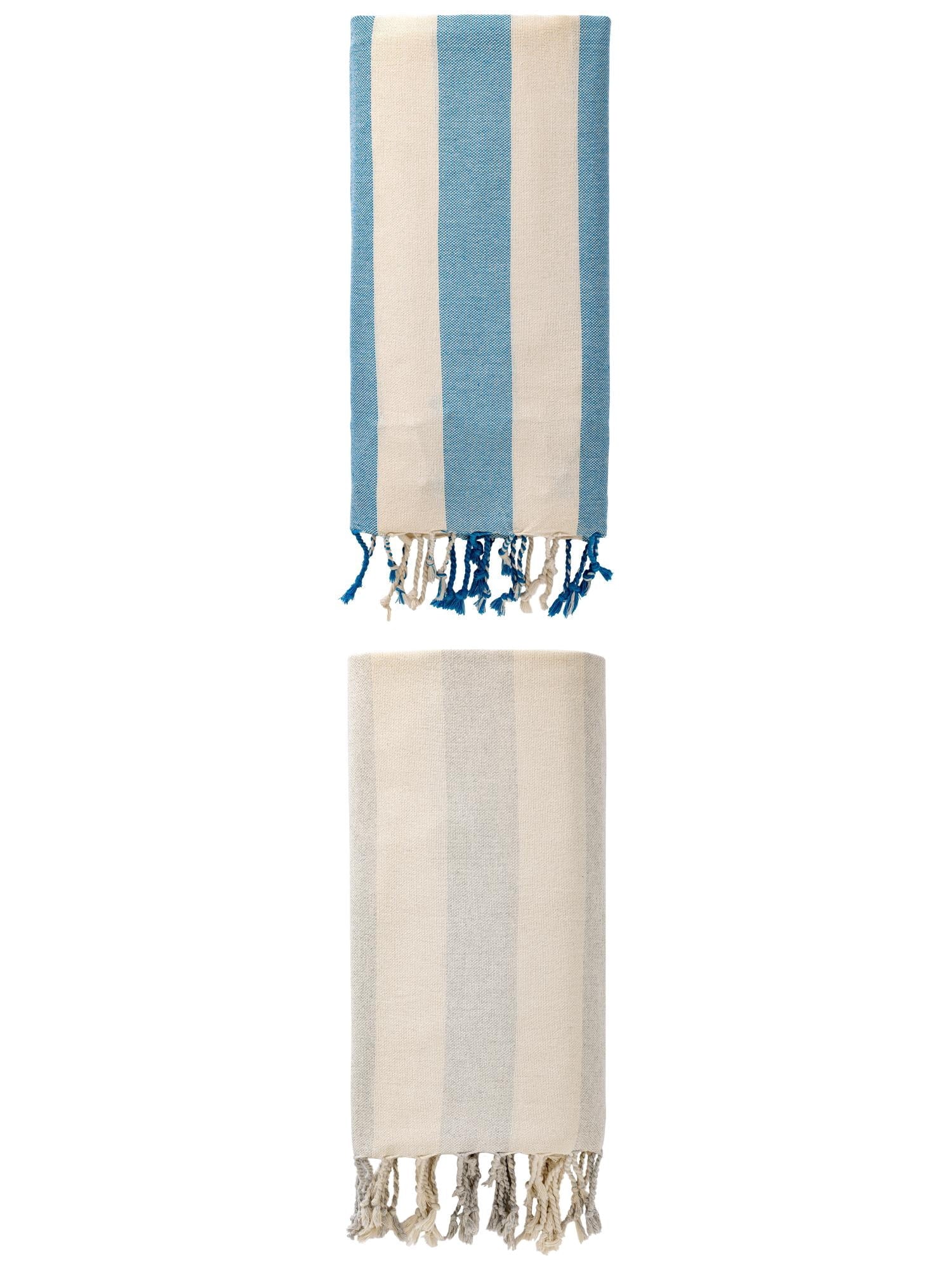 Unique Bargains Stripe Absorbent Quick Dry Beach Towel 2 Pack Blue/Grey 71"x40"