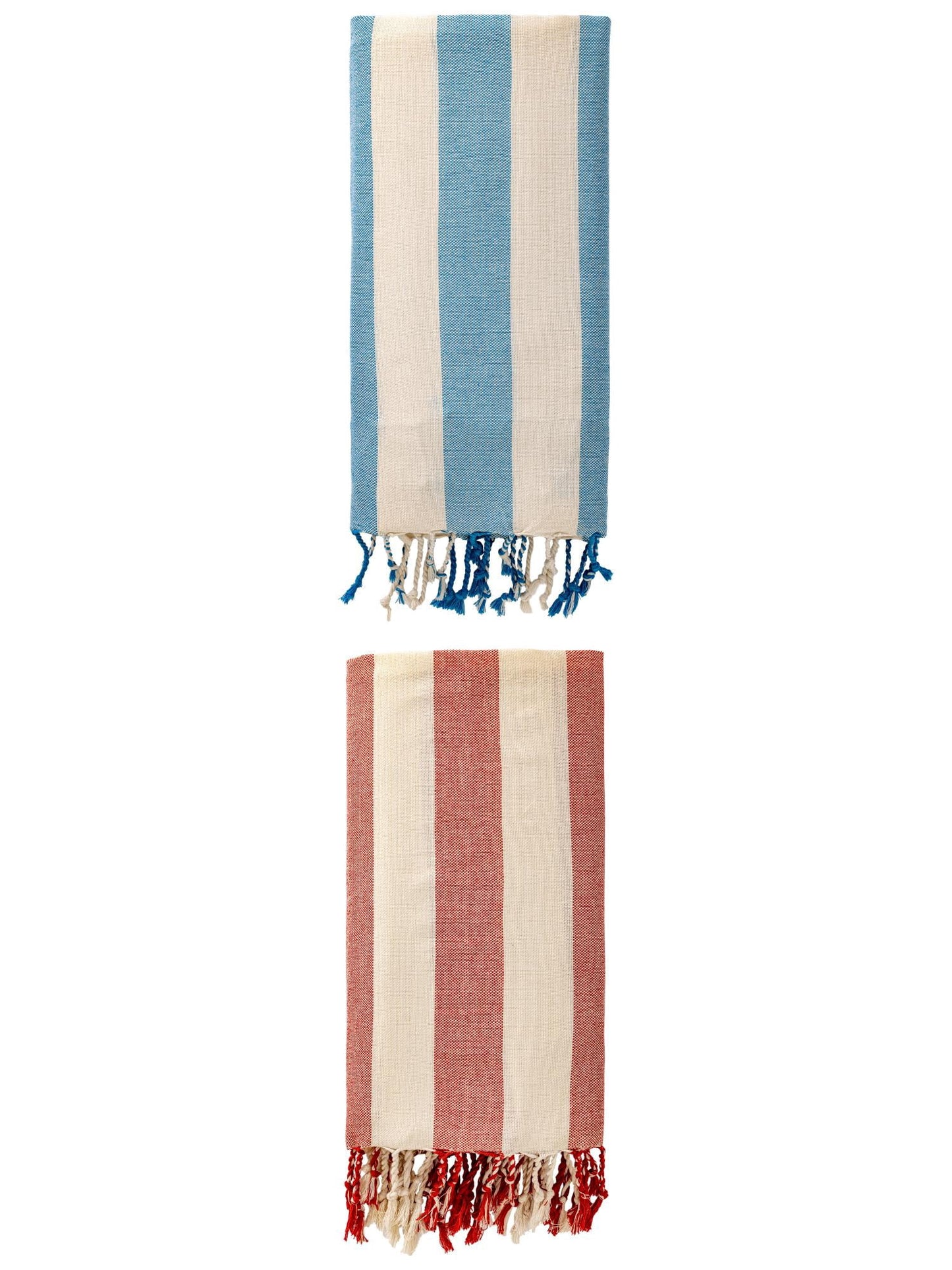 Unique Bargains Stripe Absorbent Quick Dry Beach Towel 2 Pack Blue/Red 71"x40"