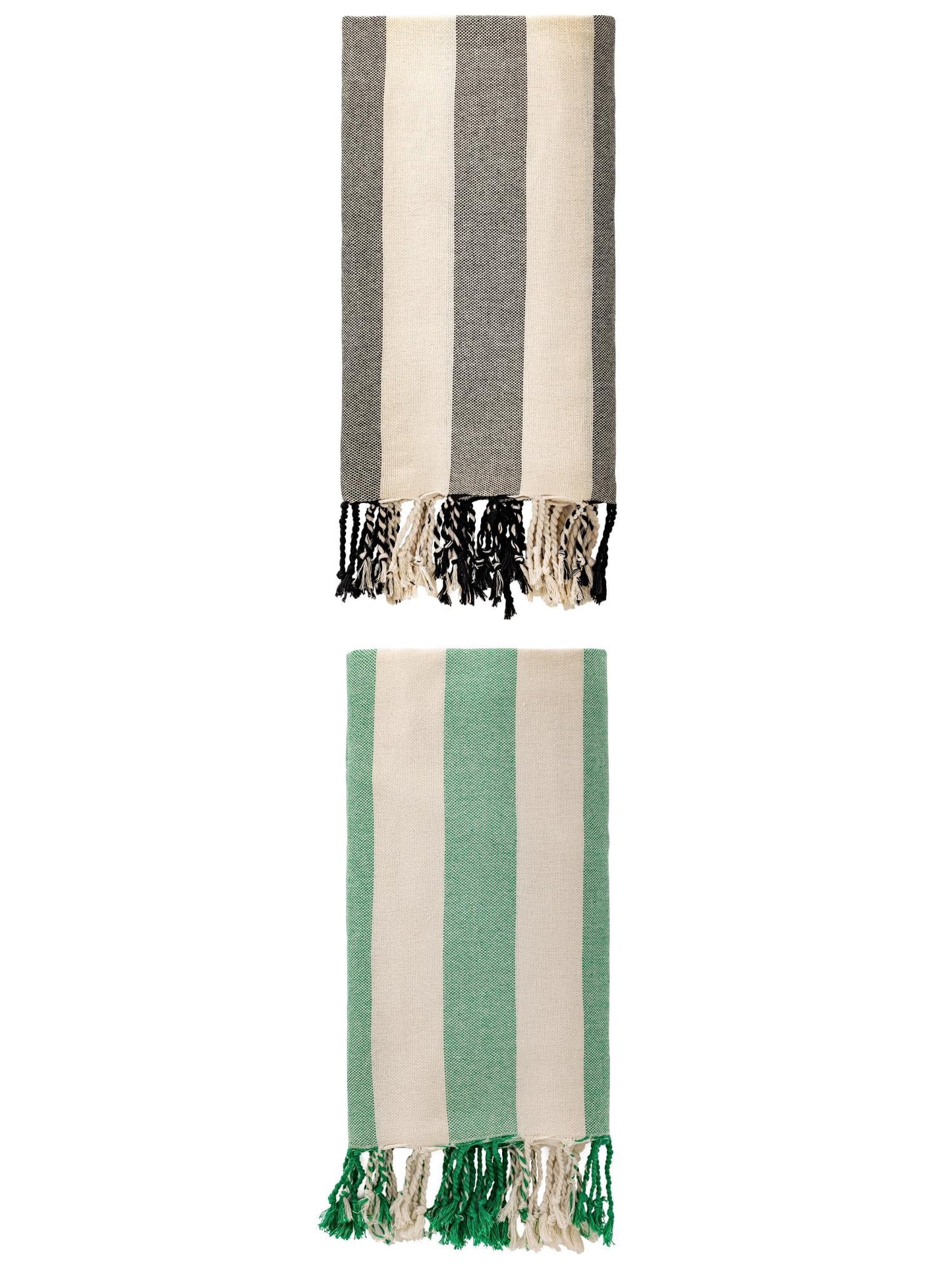 Unique Bargains Stripe Lightweight Absorbent Beach Towel 2 Pack Green/Black 71"x40"