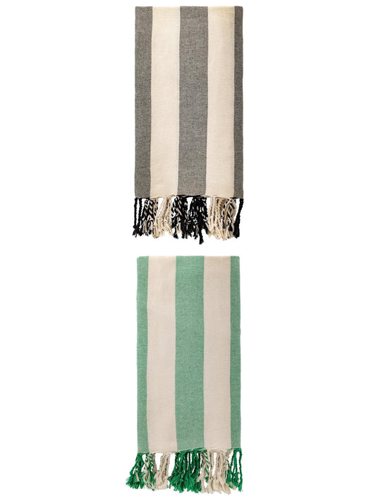 Unique Bargains Stripe Lightweight Absorbent Beach Towel 2 Pack Green 71"x40"
