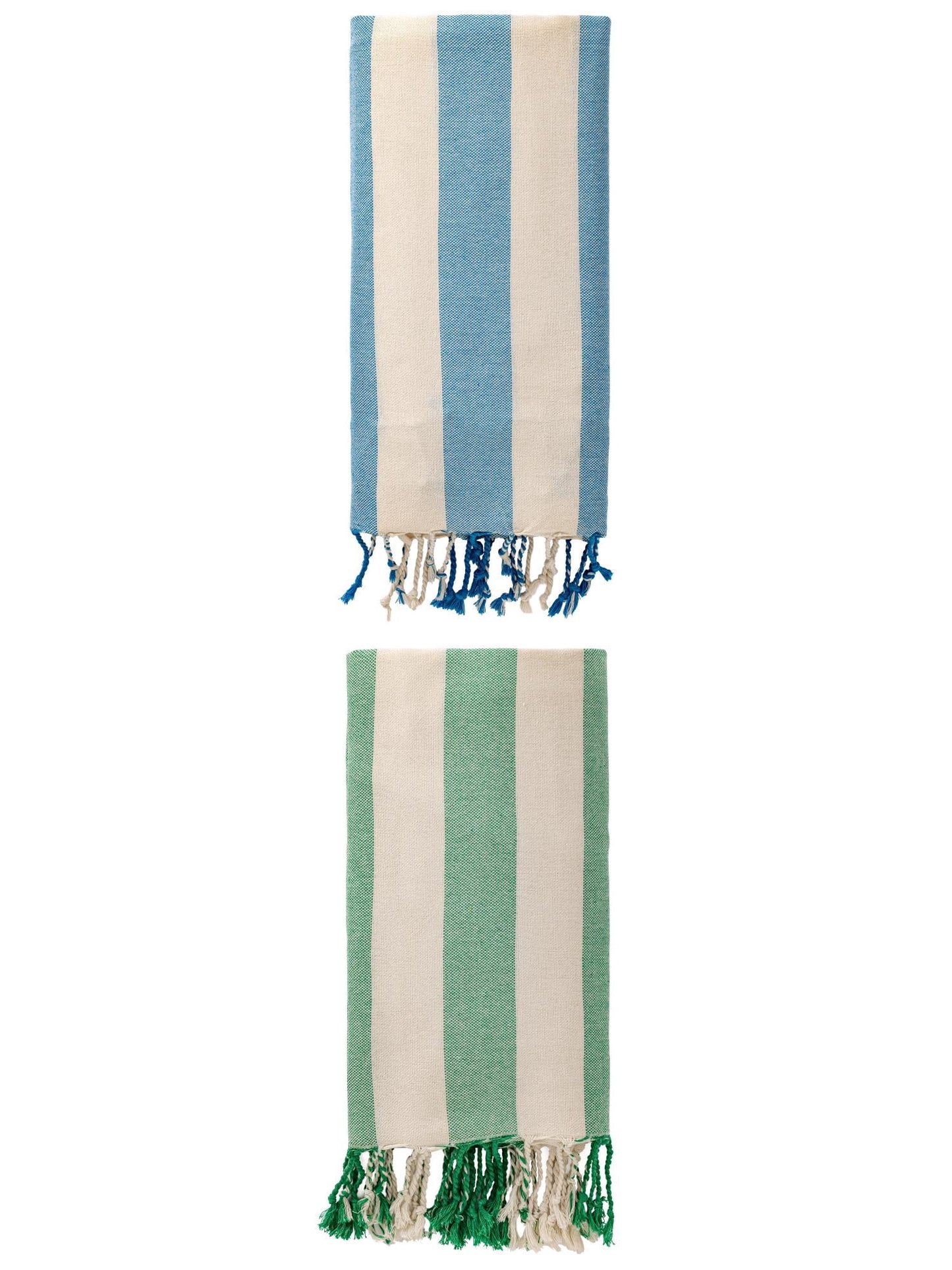Unique Bargains Stripe Lightweight Absorbent Beach Towel 2 Pack Green/Blue 71"x40"