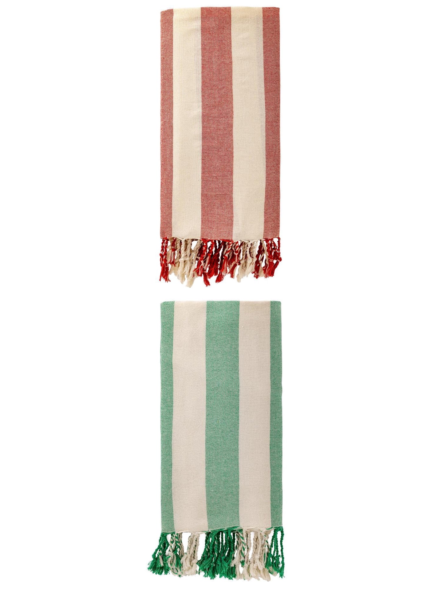 Unique Bargains Stripe Lightweight Absorbent Beach Towel 2 Pack Green/Red 71"x40"