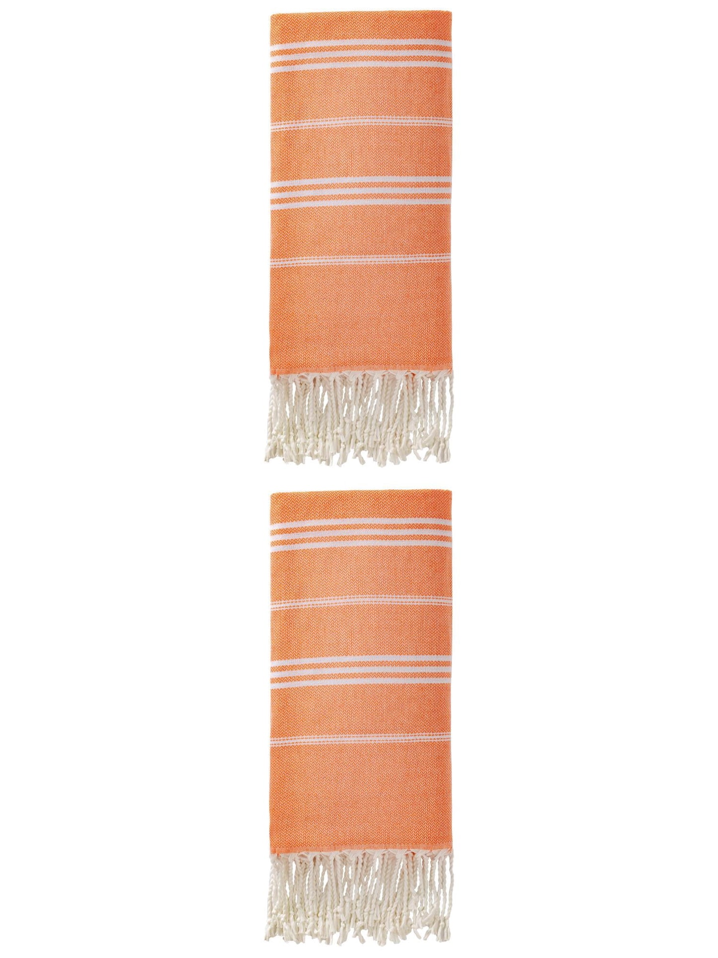 Unique Bargains Stripe Turkish Quick Dry Beach Towel 2 Pack Orange 71"x35"