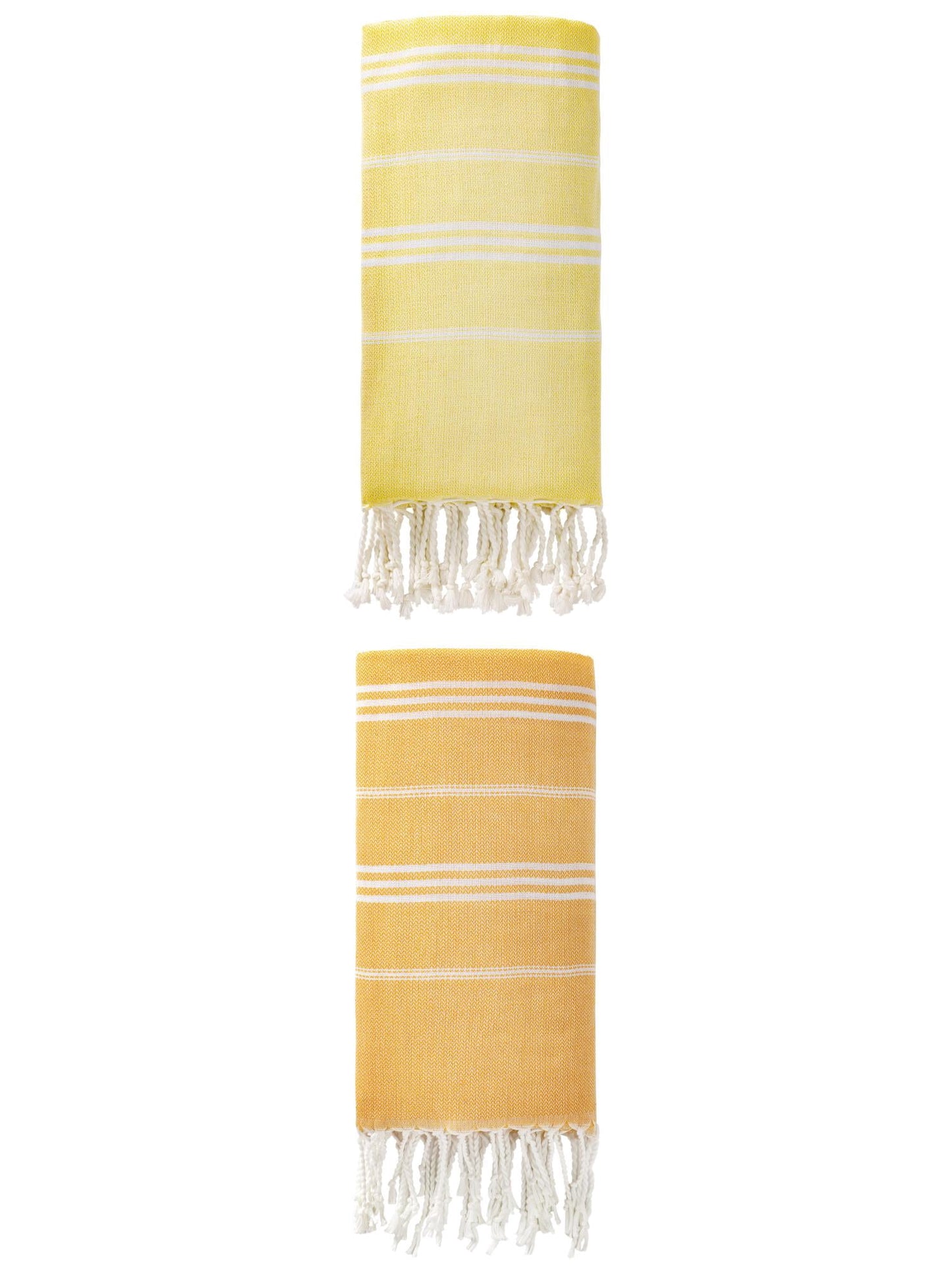Unique Bargains Stripe Turkish Quick Dry Beach Towel 2 Pack Yellow/Light Yellow 71"x35"