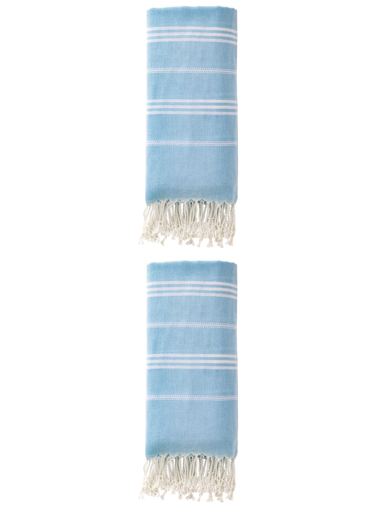 Unique Bargains Stripe Turkish Sand Free Towel 2 Pack Light Blue 71"x35"