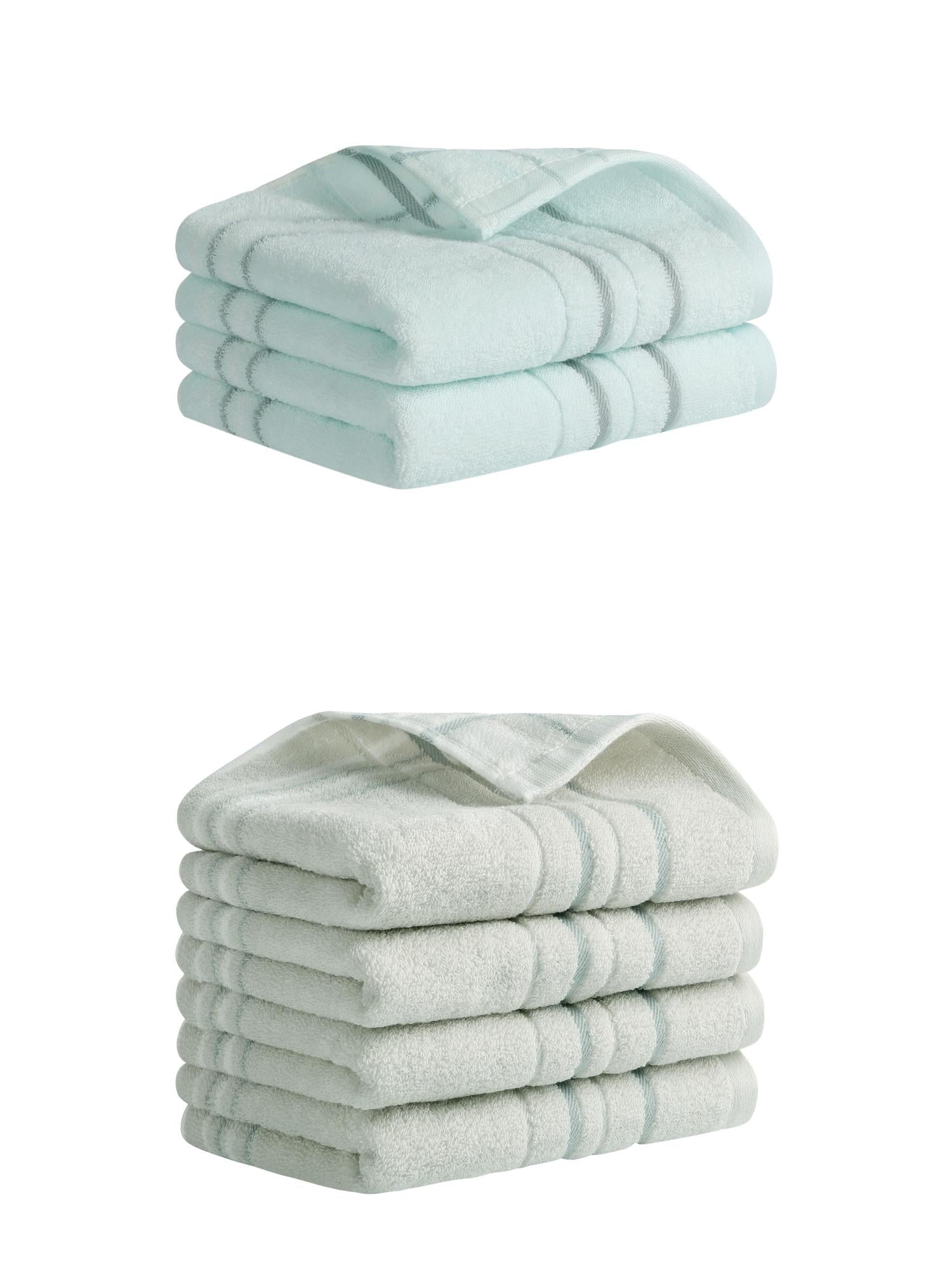 Unique Bargains Striped Cotton Hand Towels 13" x 29" Blue/Grey 6 Pack