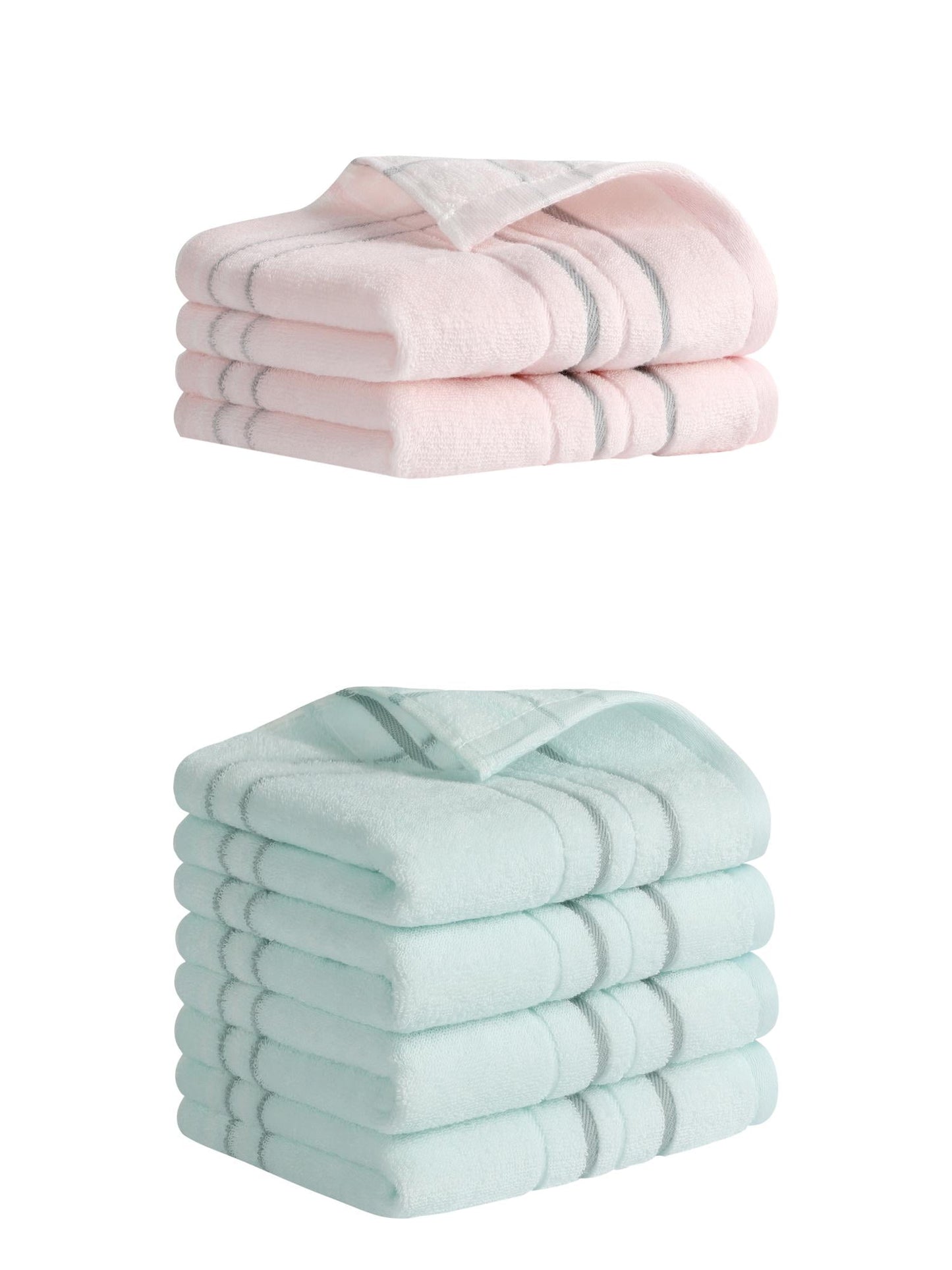 Unique Bargains Striped Cotton Hand Towels 13" x 29" Blue/Pink 6 Pack