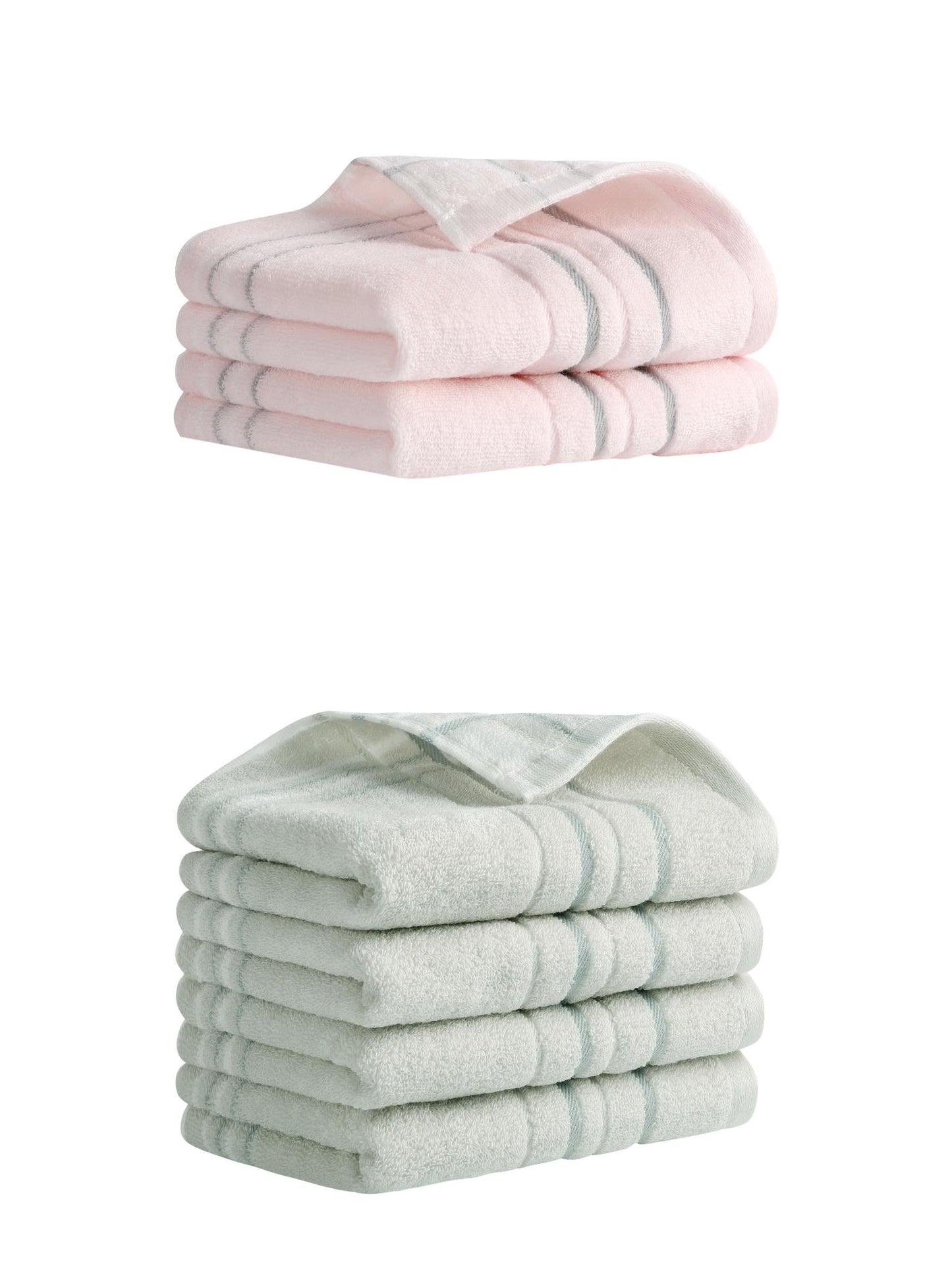 Unique Bargains Striped Cotton Hand Towels 13" x 29" Pink/Grey 6 Pack